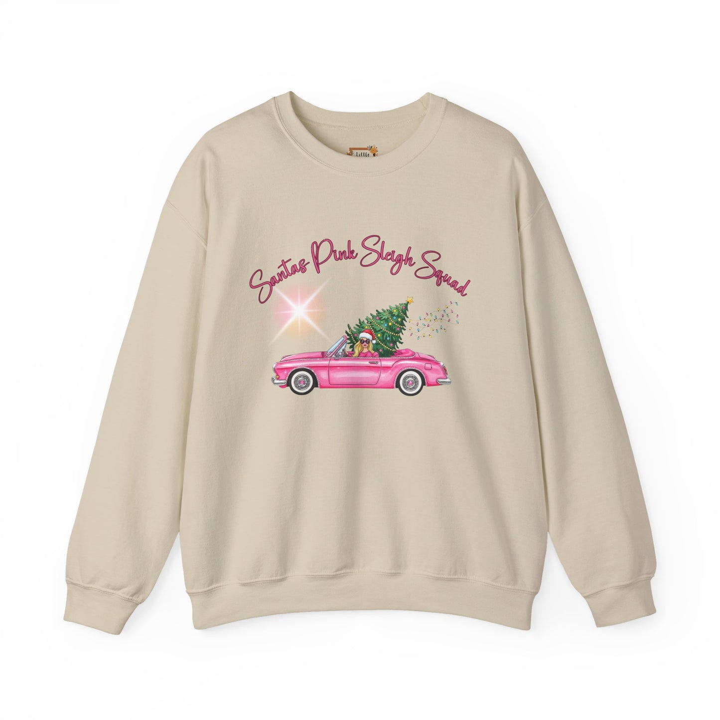 Santa's Pink Sleigh Squad Crewneck Sweatshirt