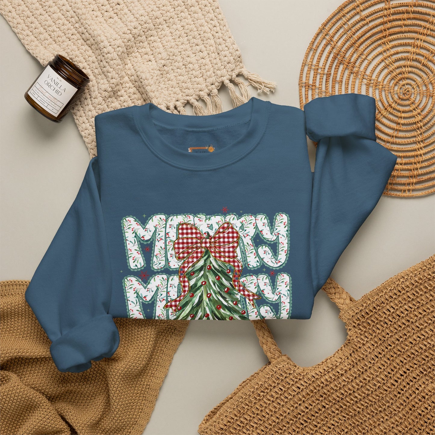 Christmas Tree Crewneck Sweatshirt — Merry Merry Holiday Graphic