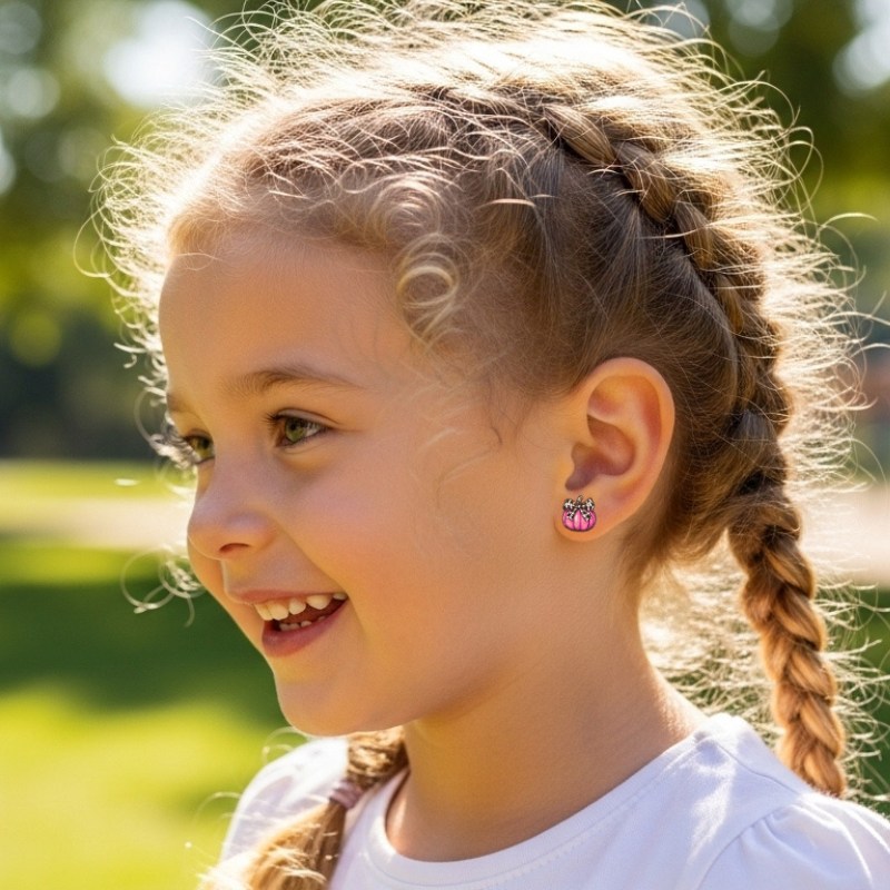 Pink Pumpkin Earrings – Buffalo Plaid Bow Fall Studs | Little Honey Collective