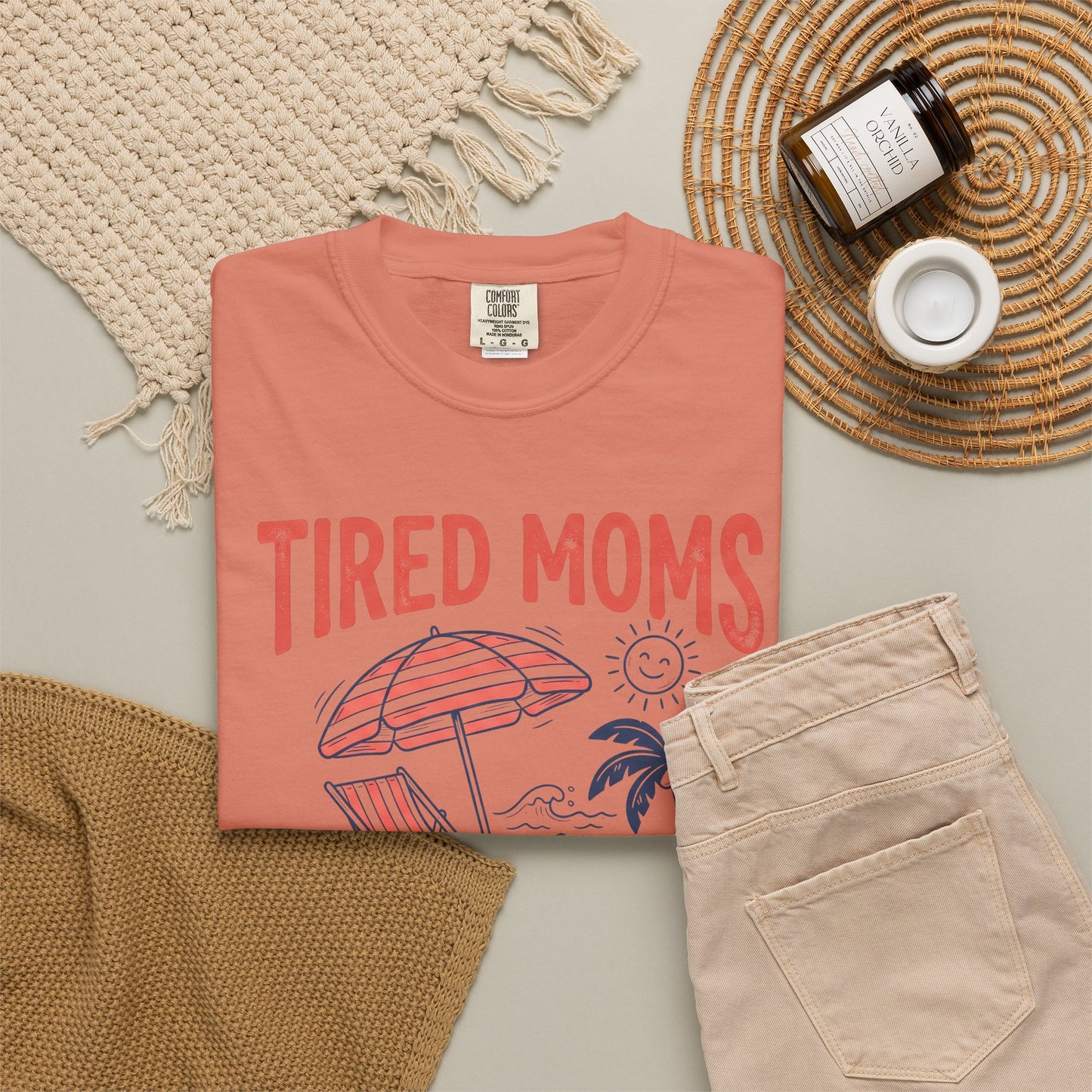 Tired Moms Summer Club Beach Graphic Tee • Summer Mom Shirt • Pool Day Mama Tee • Coastal Vacation Outfit
