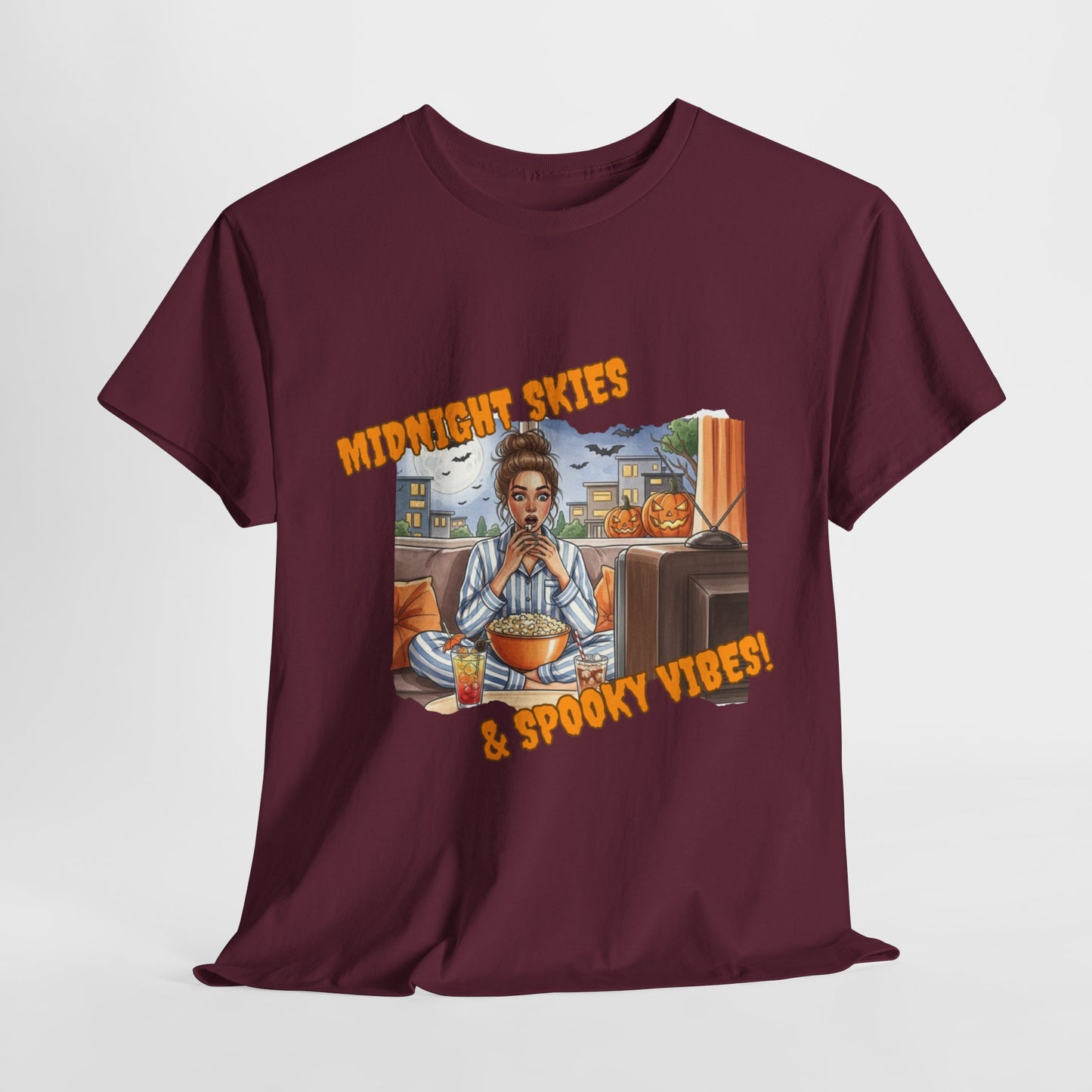 Spooky Vibes Graphic Tee – Soft Cotton Blend Halloween T-Shirt for Everyday Comfort