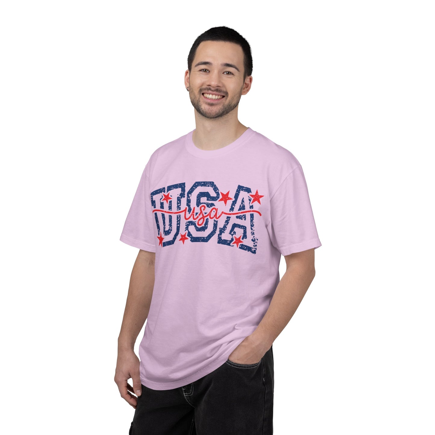 Retro USA Americana Mama Tee • Bold Patriotic Outfit Shirt • Vintage 4TH of July Script Summer Top
