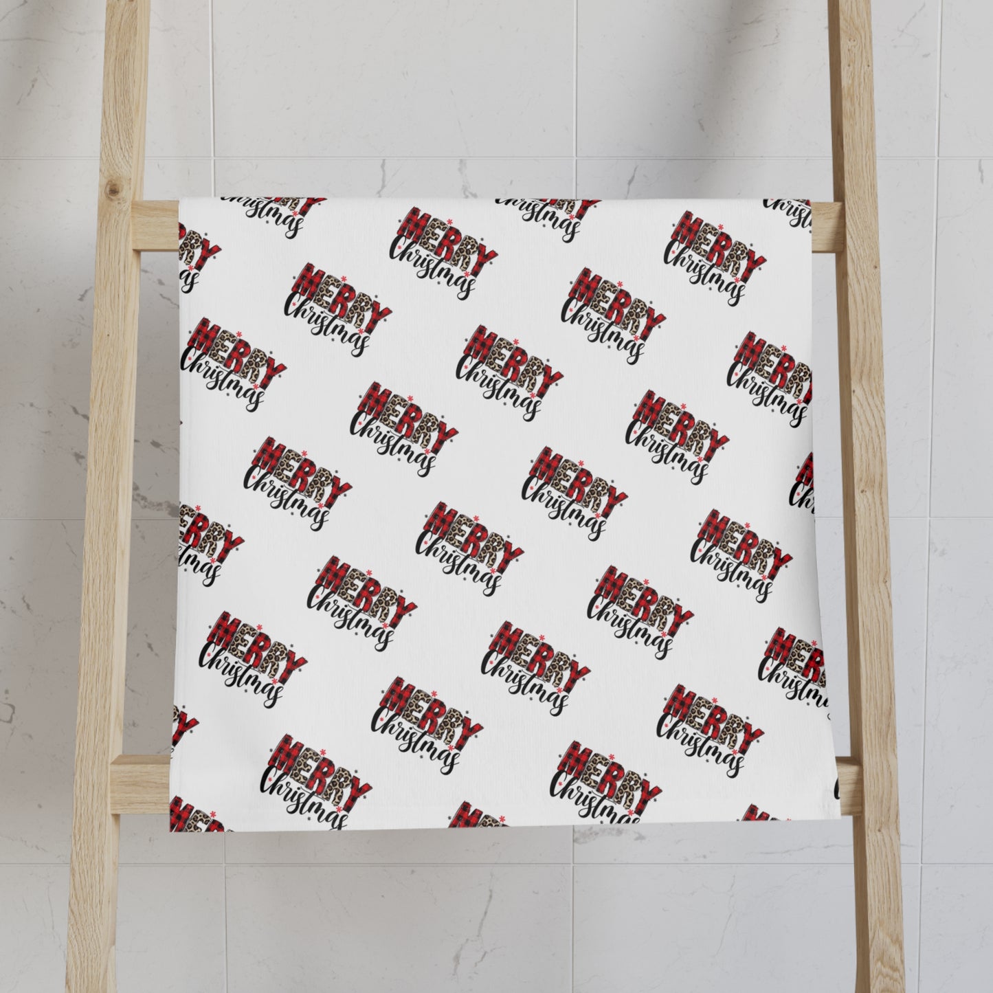 Leopard Print Merry Christmas Hand Towel | 28x16 Holiday Kitchen Decor & Festive Gift for Moms and Families