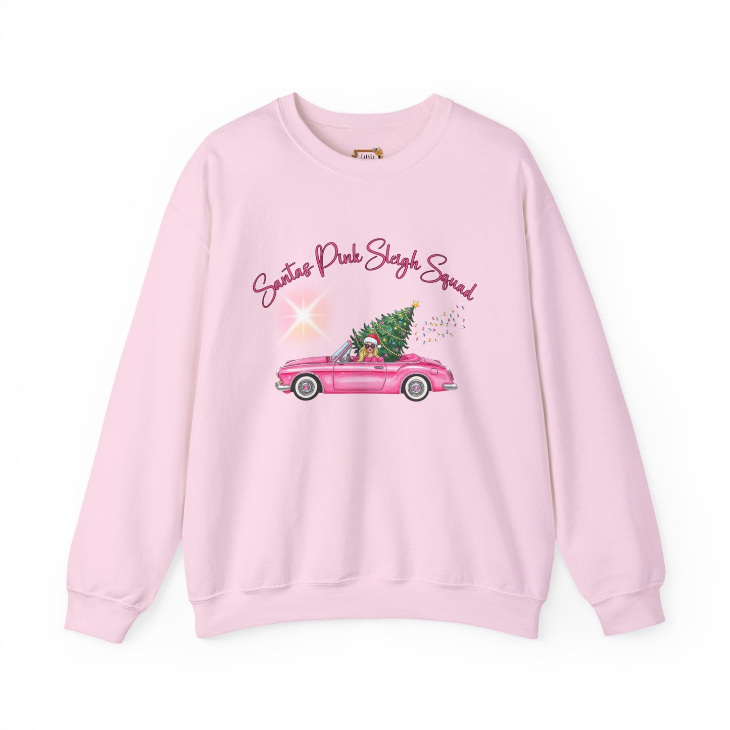 Santa's Pink Sleigh Squad Crewneck Sweatshirt