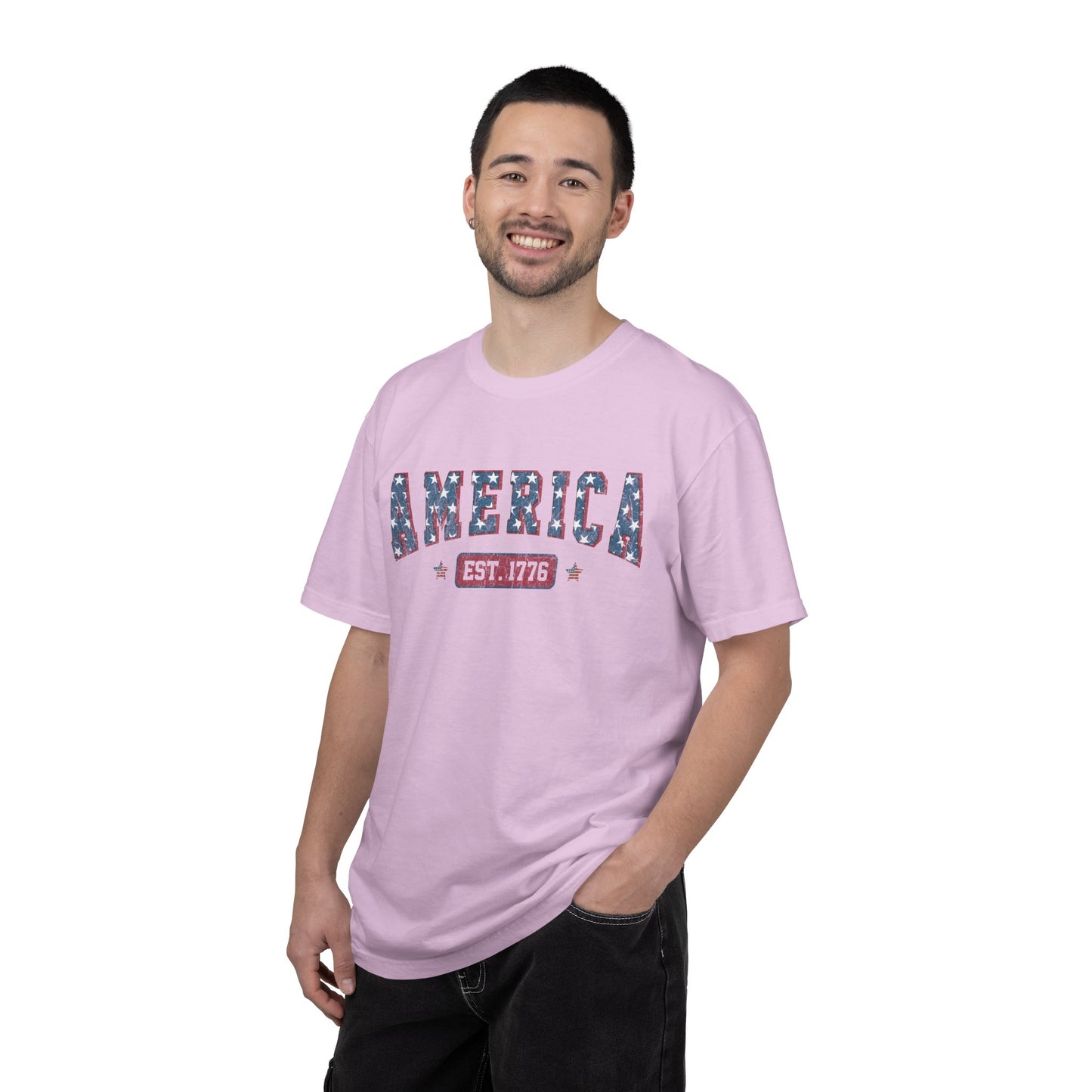 America Est 1776 T-Shirt • Vintage Patriotic Graphic Tee • Red White Blue Fourth of July Shirt