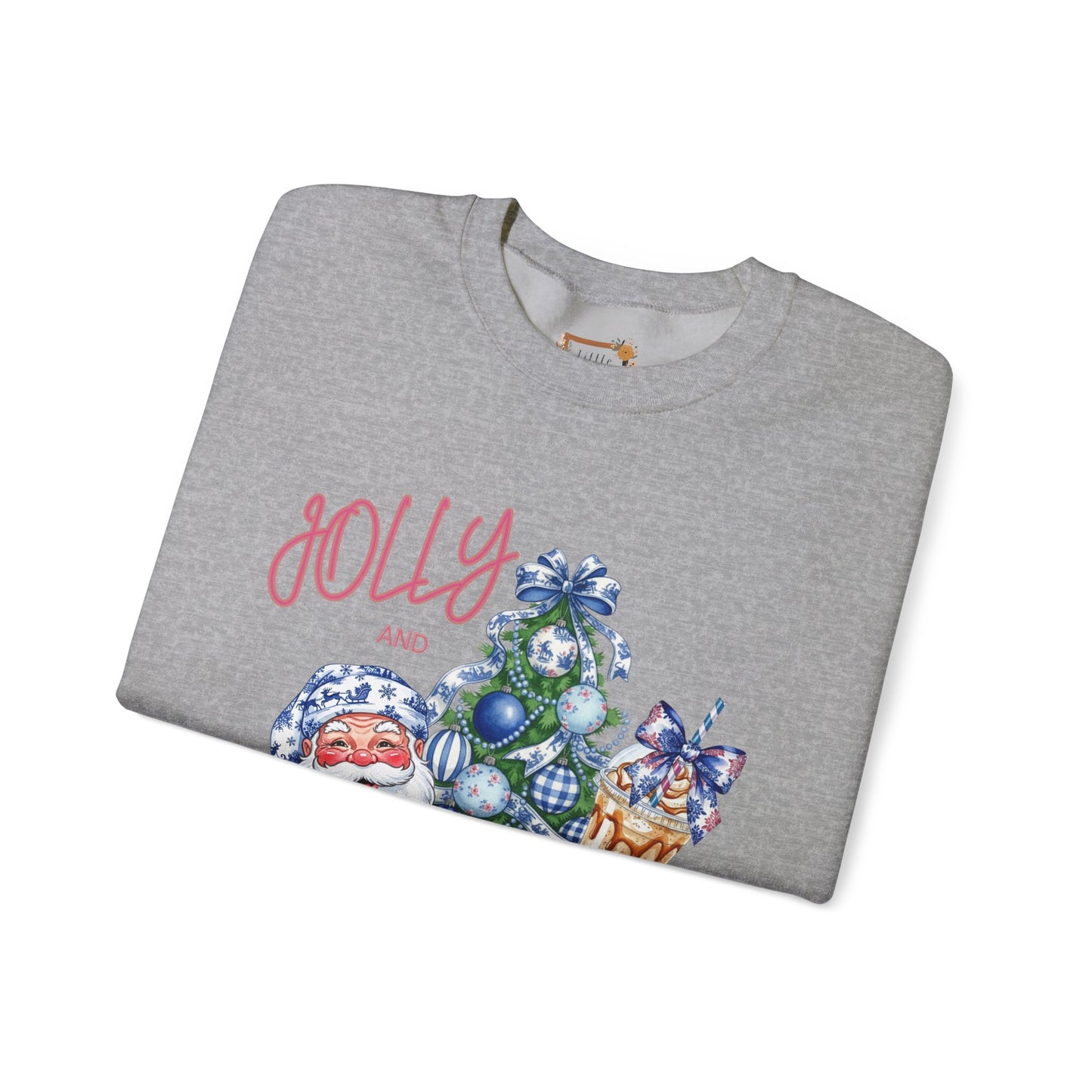 Jolly and Caffeinated Sweatshirt - Cozy Holiday Crewneck for Christmas, Winter, Gift, Festive Wear, Comfy Apparel