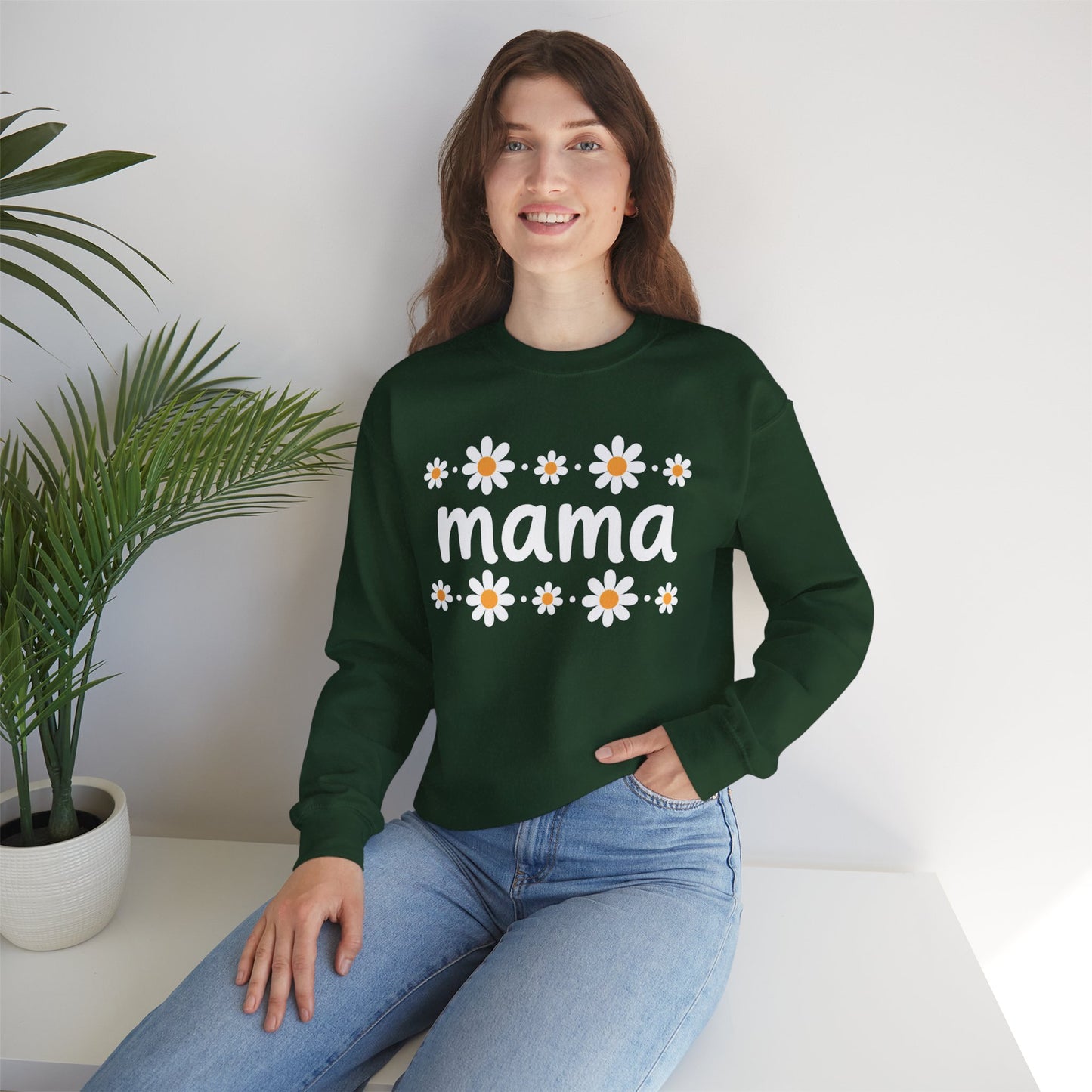 Retro Daisy Mama Crewneck • Floral Mama Sweatshirt • Cozy Motherhood Gift • Boutique Mom Pullover
