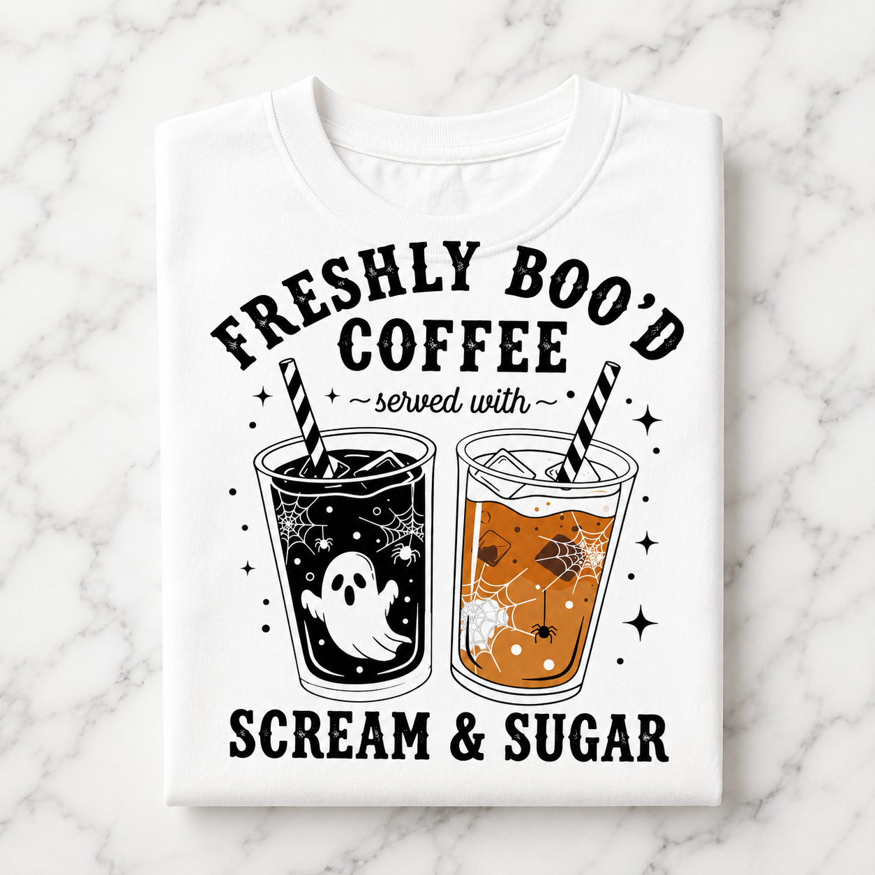 Freshly Boo'd Coffee Tee • Ghost Iced Coffee Shirt • Spooky Season Coffee Lover Tee • Cute Fall Graphic Shirt • Comfort Colors Tee
