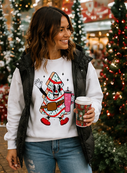 Christmas Tree Cake Character T-Shirt — Cute Christmas Graphic Tee