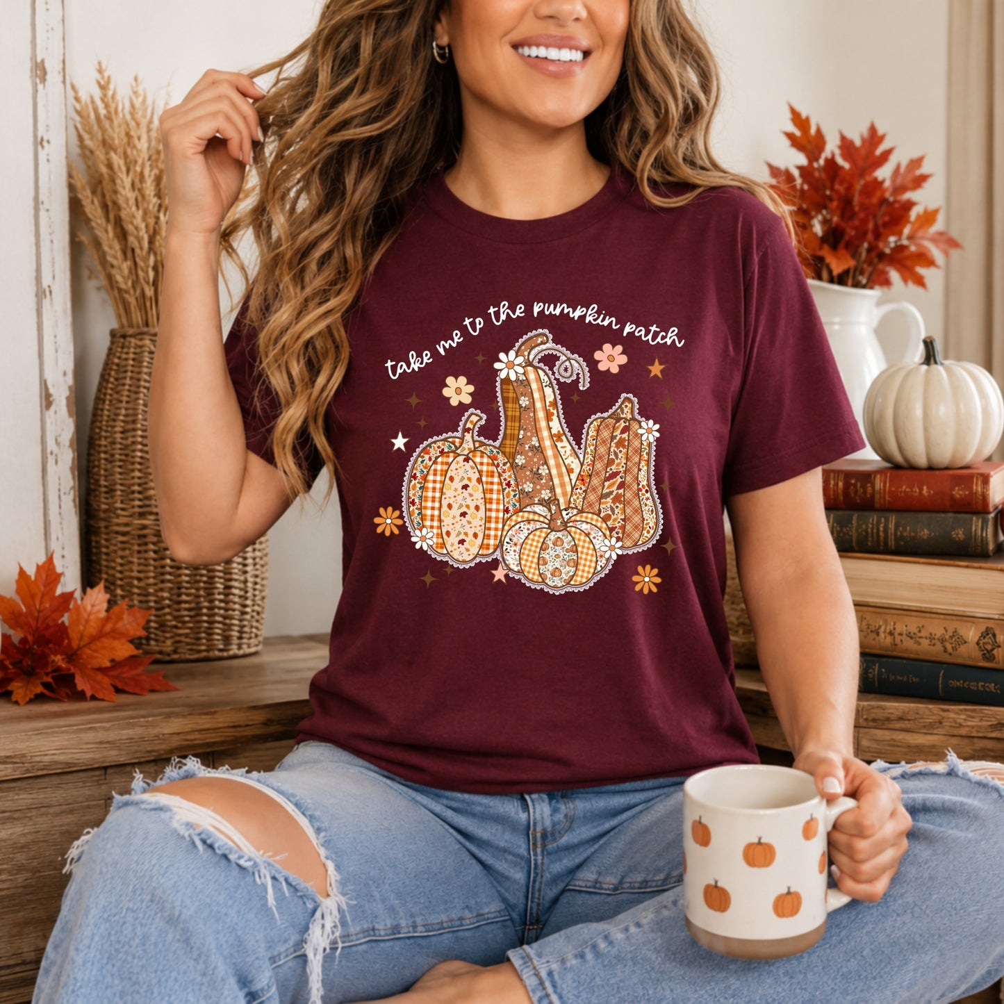 Pumpkin Patch gourd Graphic T-Shirt — "Take Me to the Pumpkin Patch" Fall Tee
