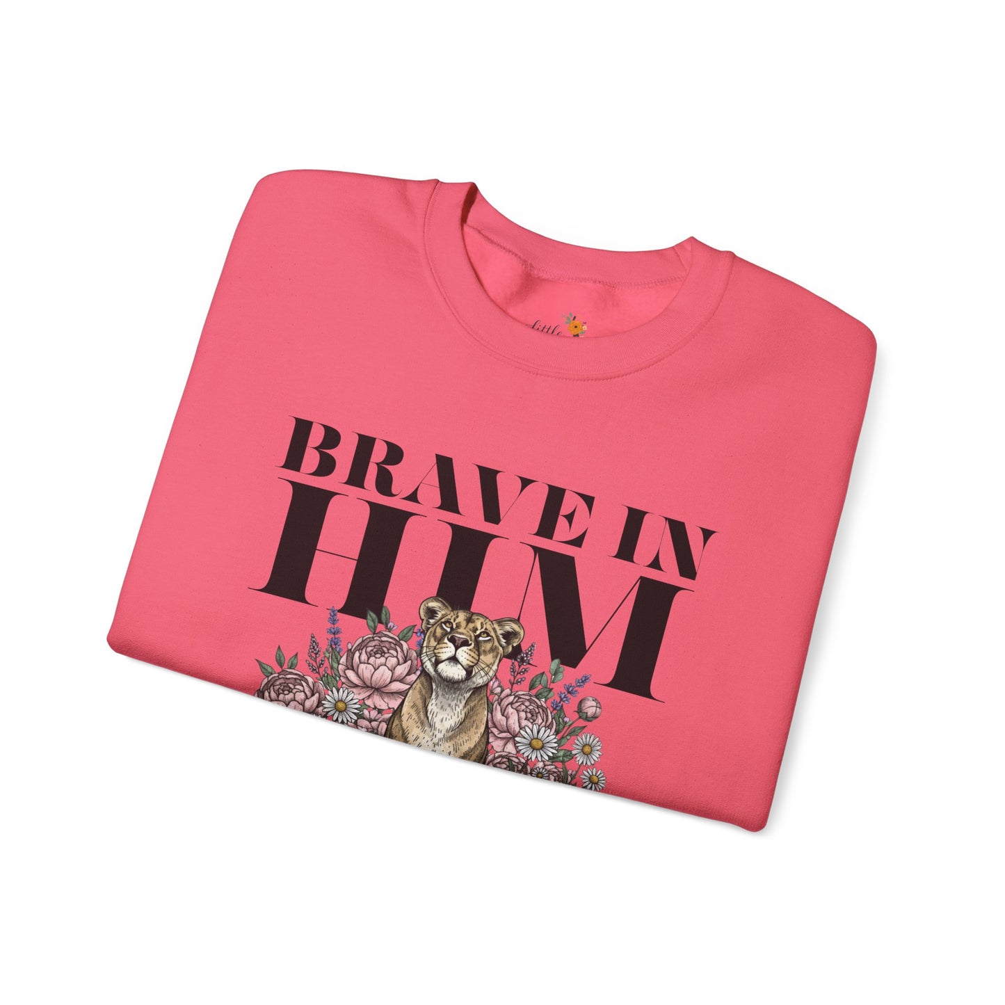 "brave in him" Crewneck Sweatshirt — Inspirational Men's Graphic Sweatshirt