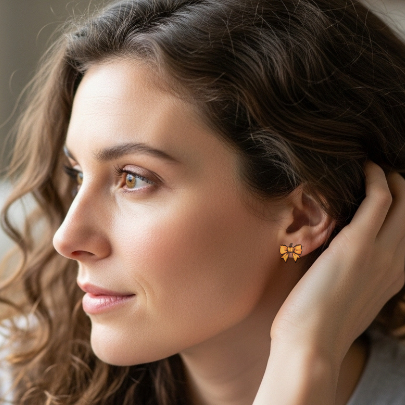 Pumpkin Bow Earrings β Fall Studs for Moms & Daughters | Little Honey Collective