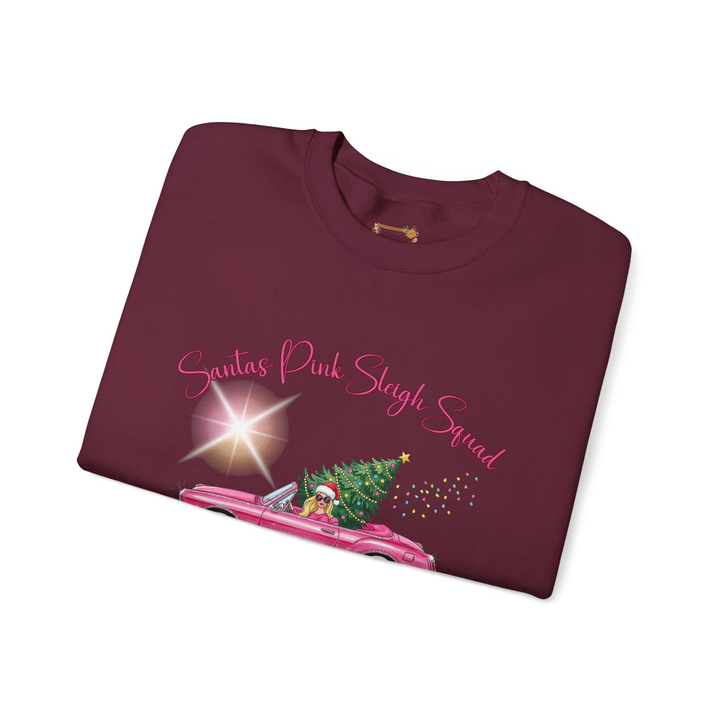 Santa's Pink Sleigh Squad Crewneck Sweatshirt