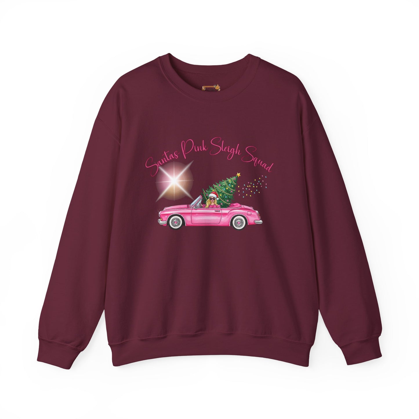 Santa's Pink Sleigh Squad Crewneck Sweatshirt
