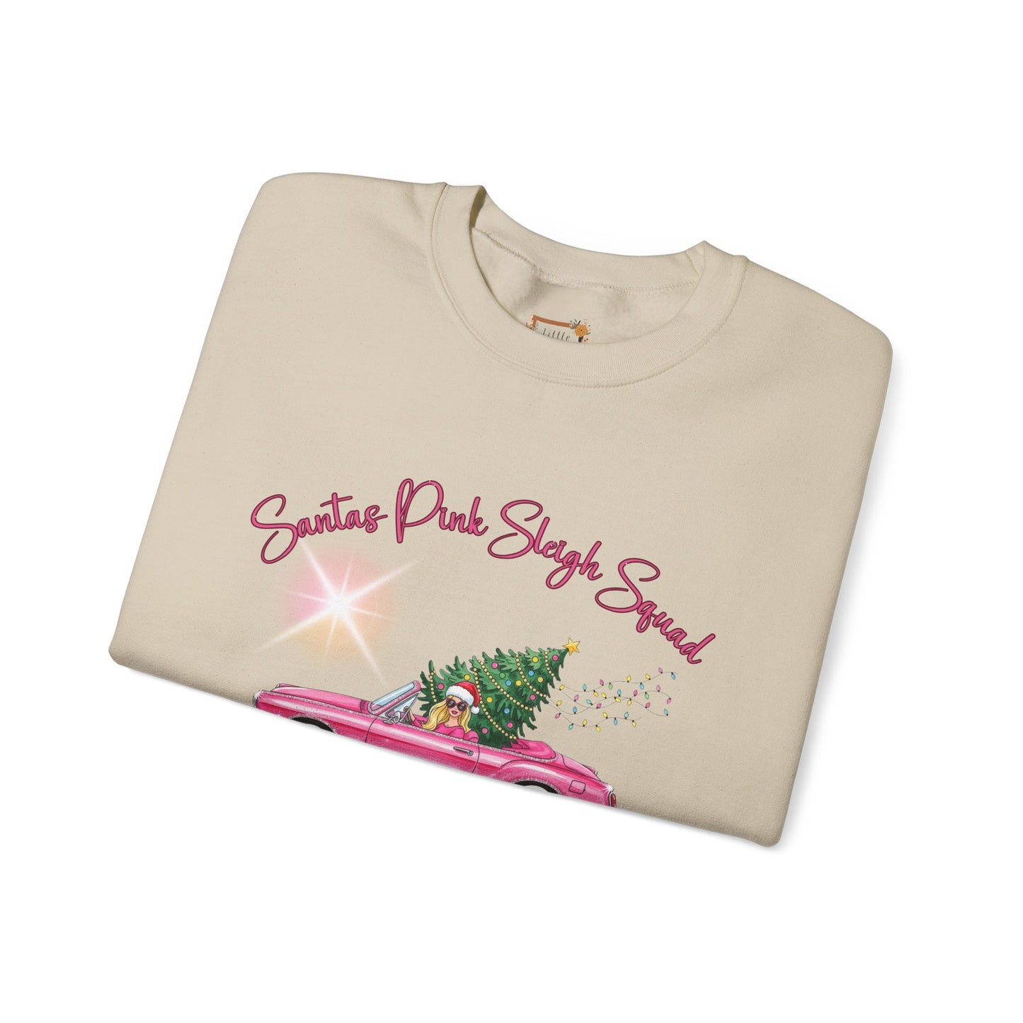 Santa's Pink Sleigh Squad Crewneck Sweatshirt