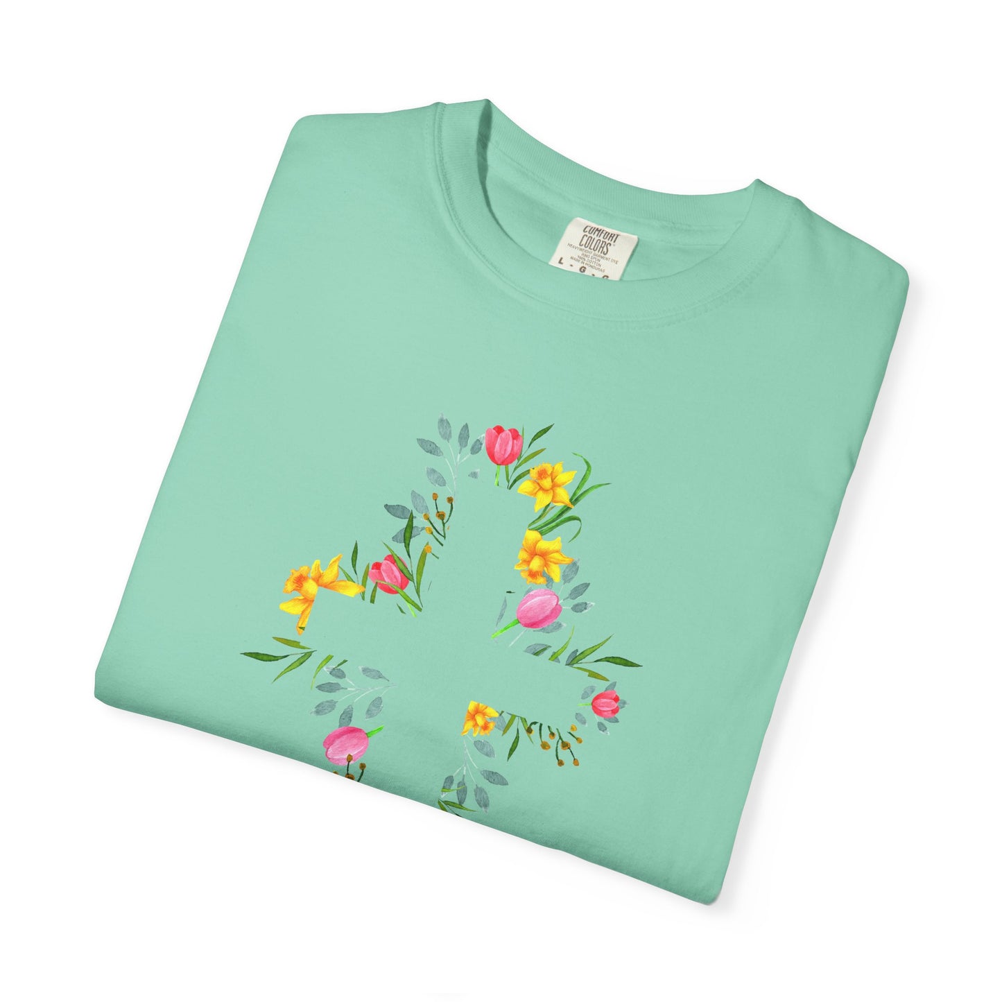 Floral Cross T-Shirt — Christian Faith Tee with Watercolor Flowers