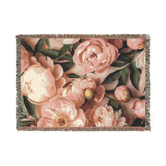 Pink Peony Blanket — Cozy Textured Throw for Home & Living