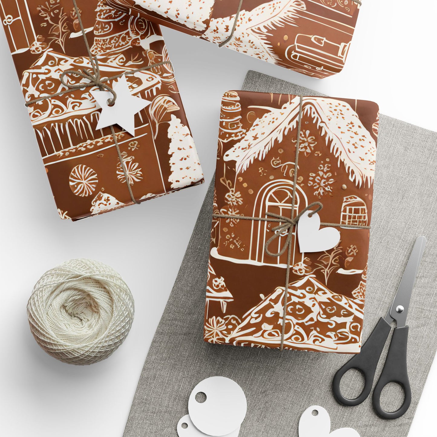 Gingerbread Village Christmas Blanket & Wrapping Paper | Brown & White Icing Cookie Houses | Cozy Holiday Gift Wrap | Winter Home Décor