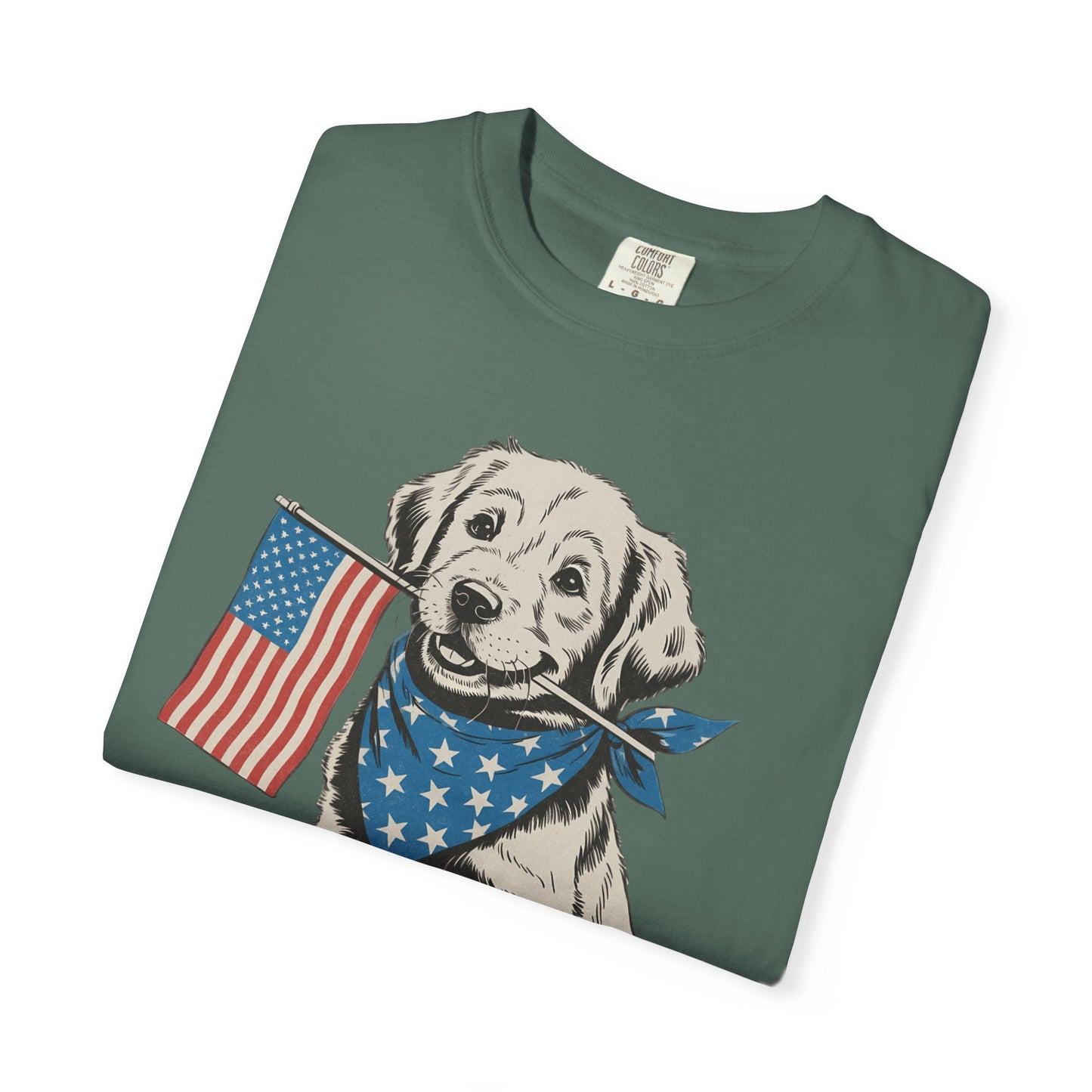 4th of July Patriotic Dog Puppy Tee • Americana Dog Lover Graphic • Red White Blue Flag Shirt