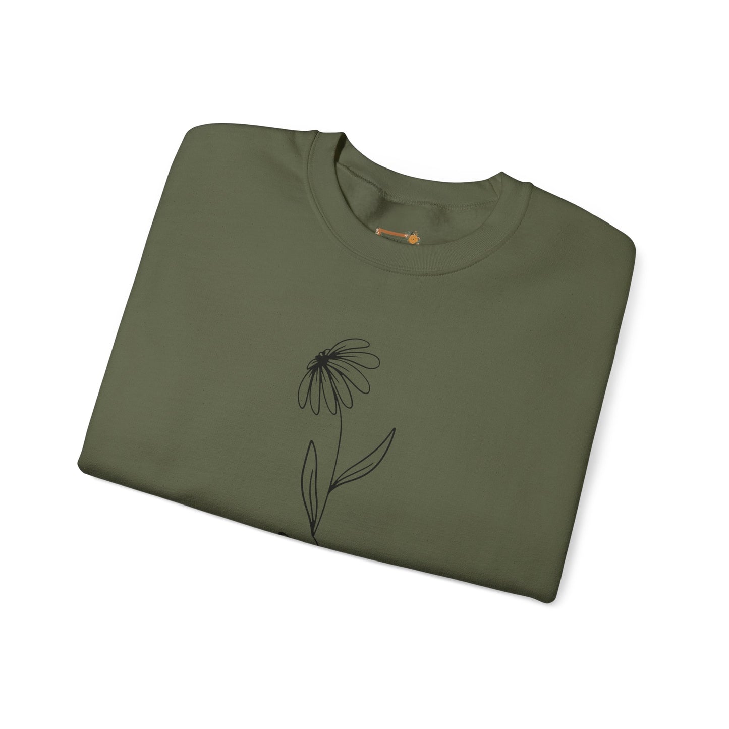 Daisy Faith Floral Sweatshirt | Minimal Line Flower Mama | Neutral Botanical Pullover | Soft Fleece Top