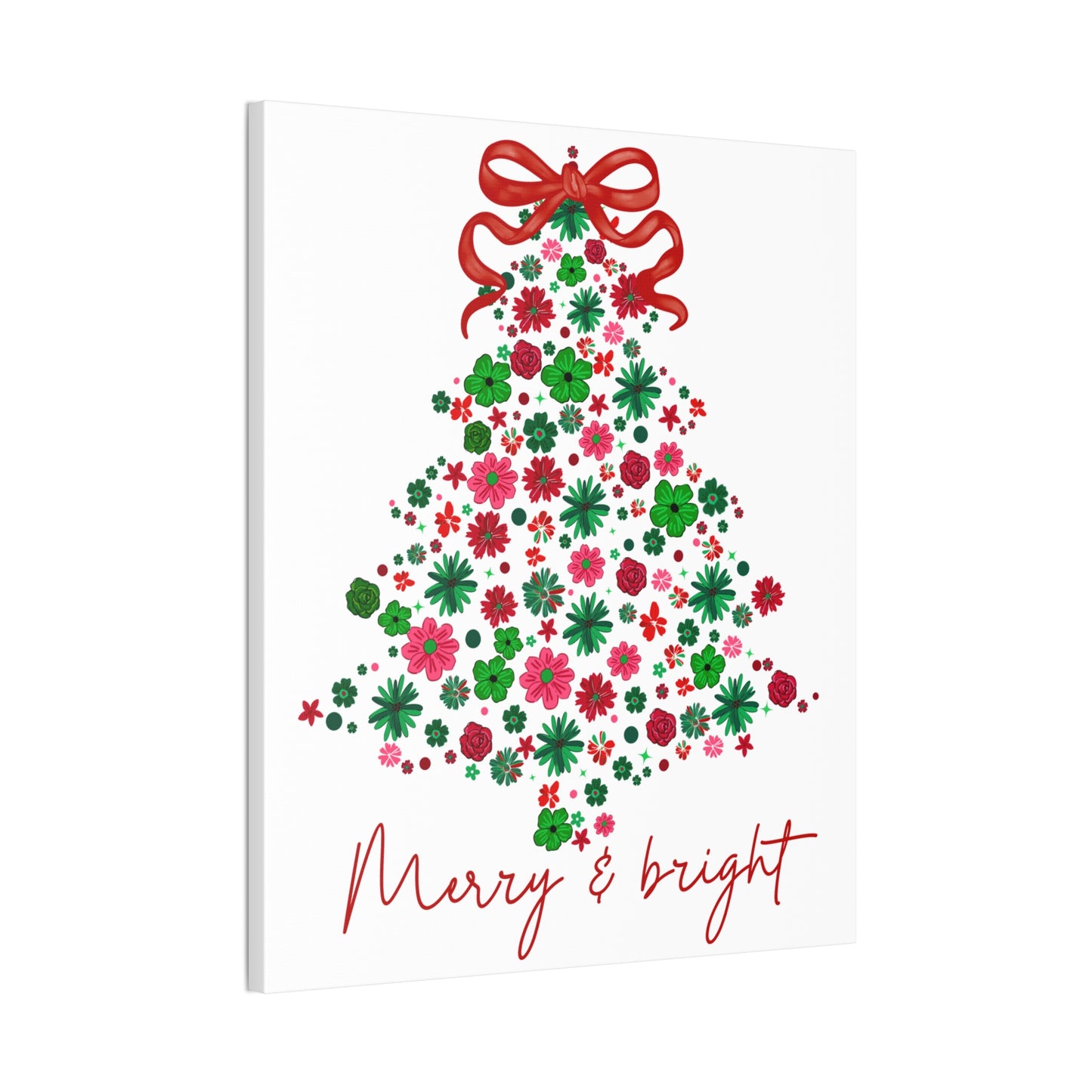 Festive Canvas Wall Art - Merry & Bright Christmas Tree