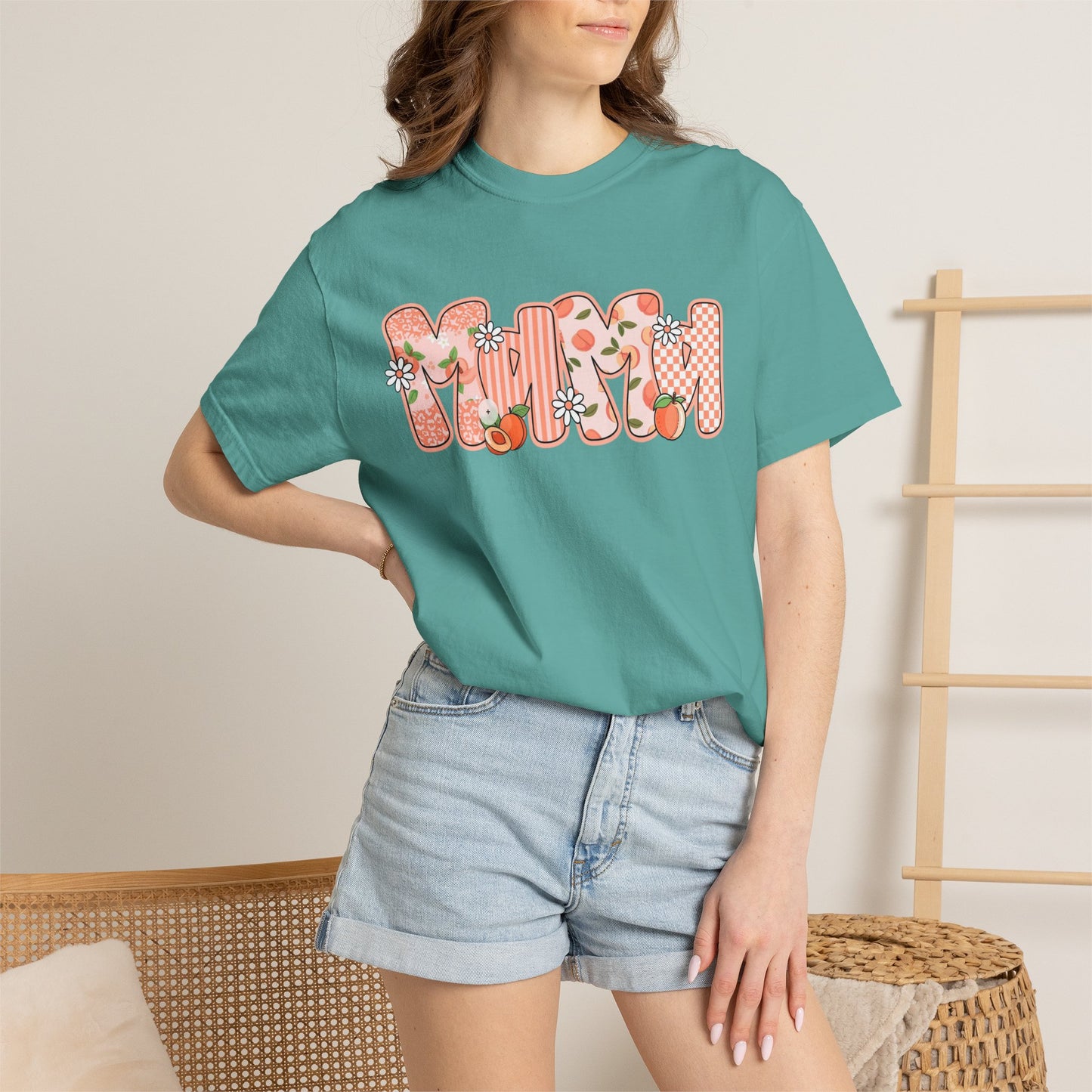 Peach Floral Mama Graphic Tee • Spring Mama Shirt • Soft Girly Mom Shirt • Floral Boutique Style Outfit