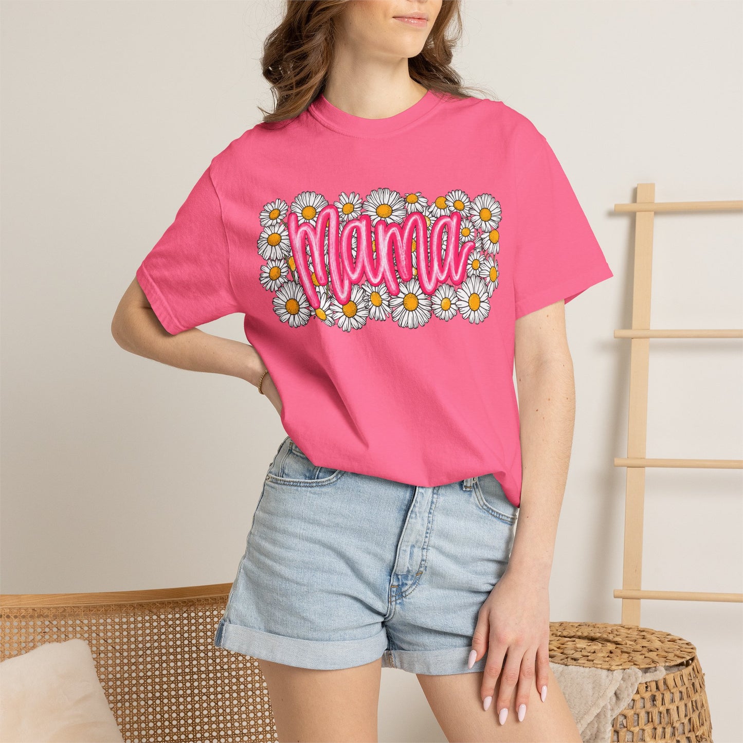 Pink Daisy Mama Shirt • Floral Mama Tee • Spring Mama Graphic Shirt • Cute Feminine Motherhood Outfit