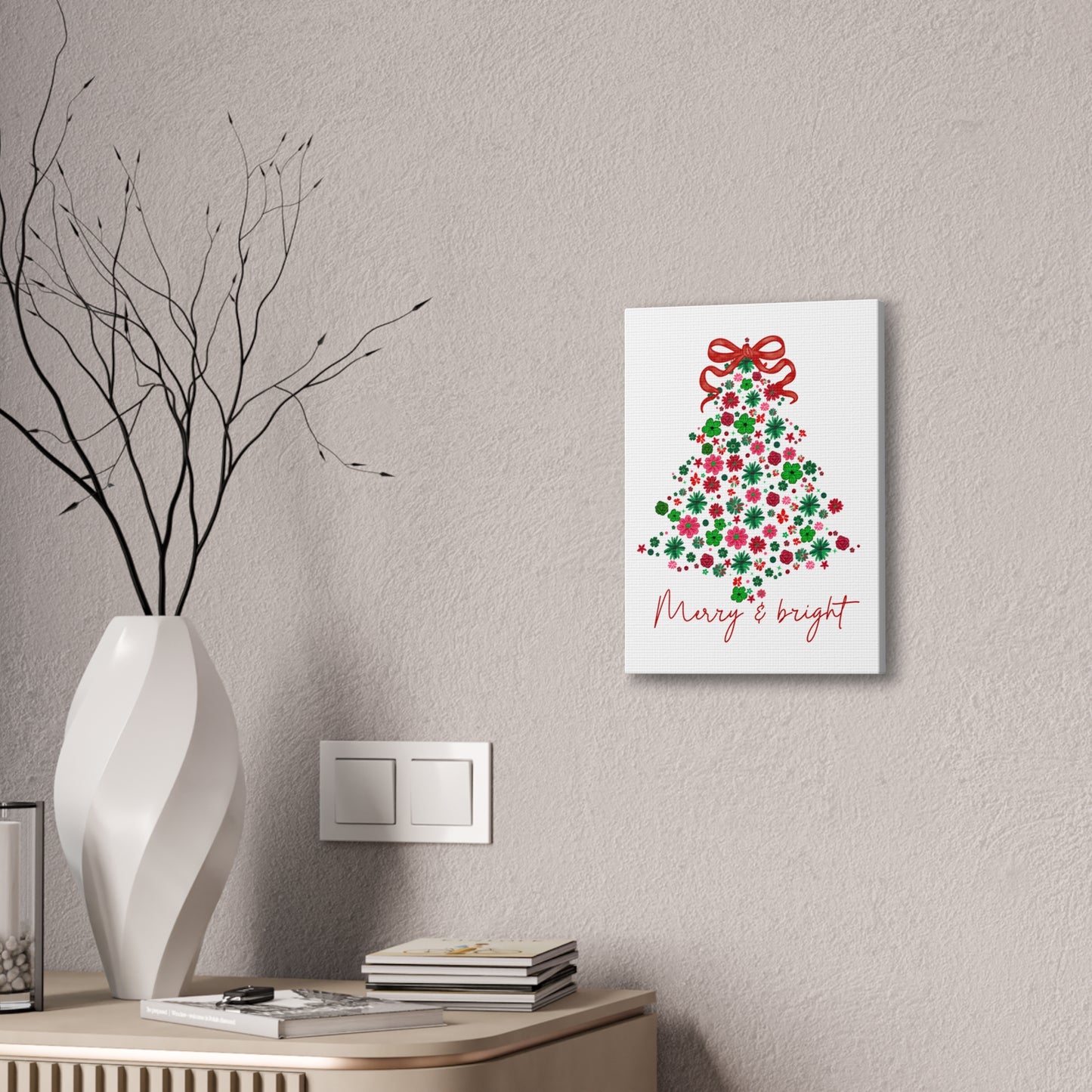 Festive Canvas Wall Art - Merry & Bright Christmas Tree
