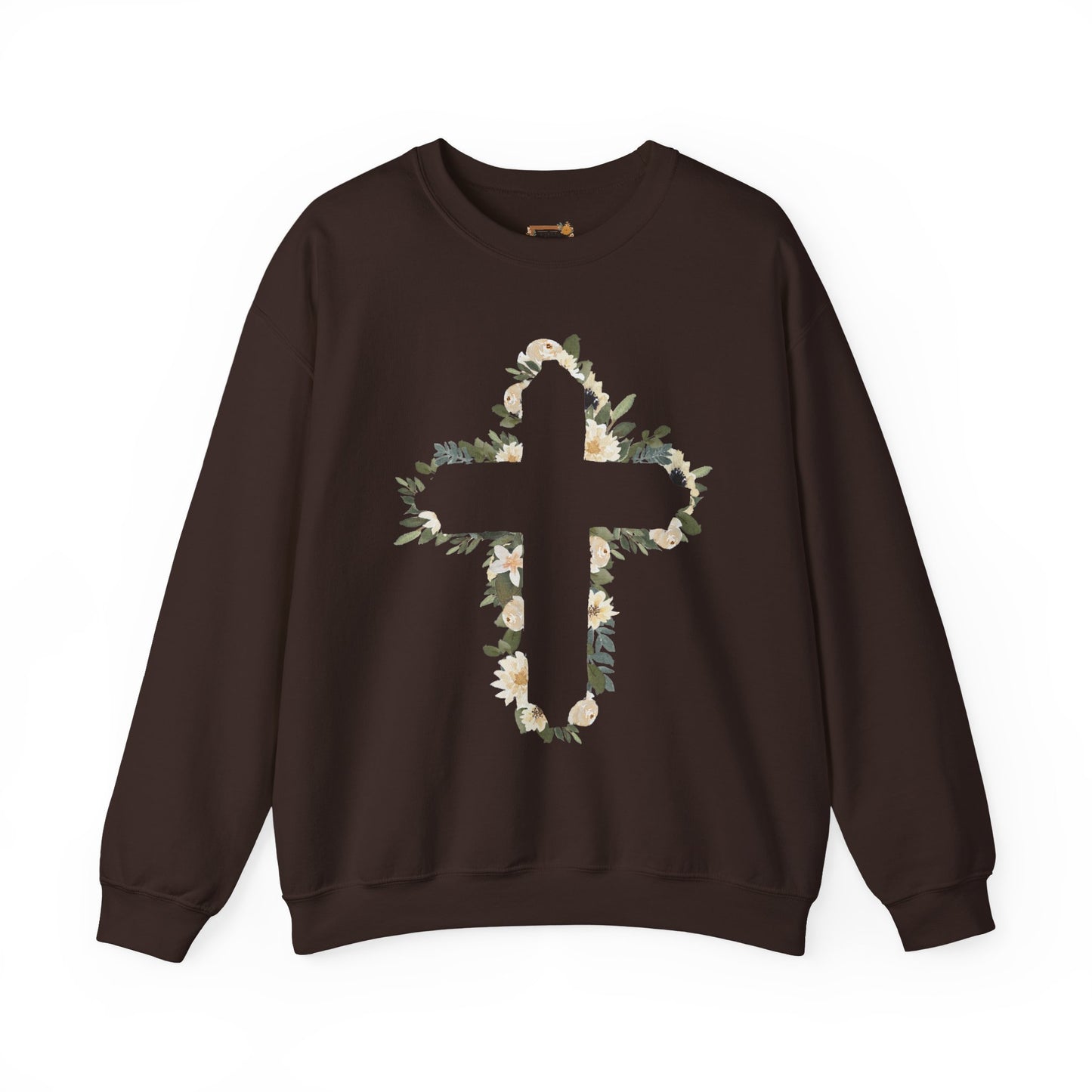 Floral Cross Crewneck Sweatshirt — Christian Faith Floral Pullover