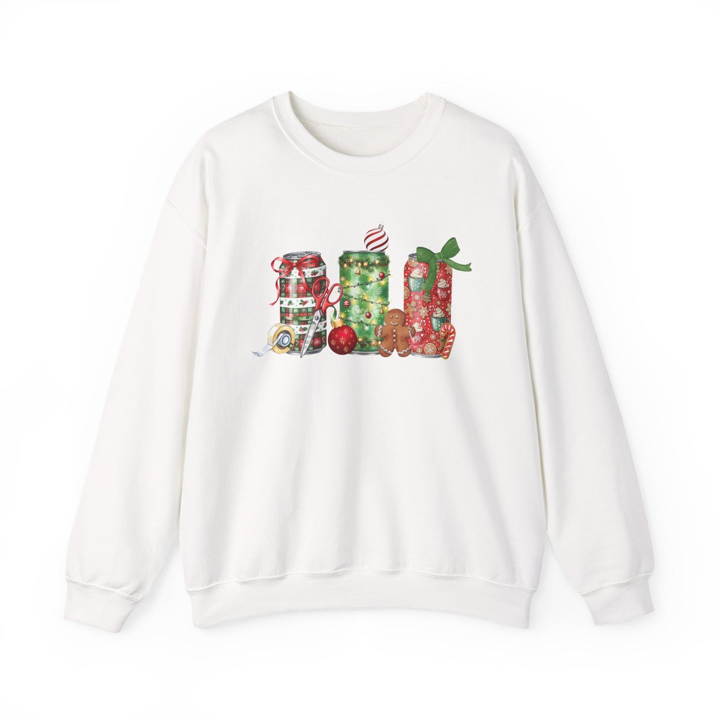Christmas Soda Crewneck Sweatshirt | Festive Holiday Energy Drink Design | Heavy Blend Cozy Red,Green, Navy, Black, Pink Christmas Sweater for Winter Parties & Gifts