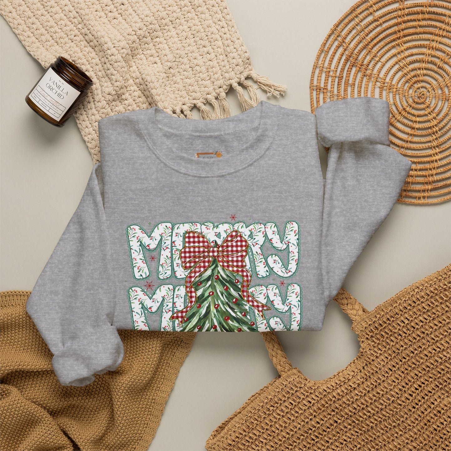 Christmas Tree Crewneck Sweatshirt — Merry Merry Holiday Graphic
