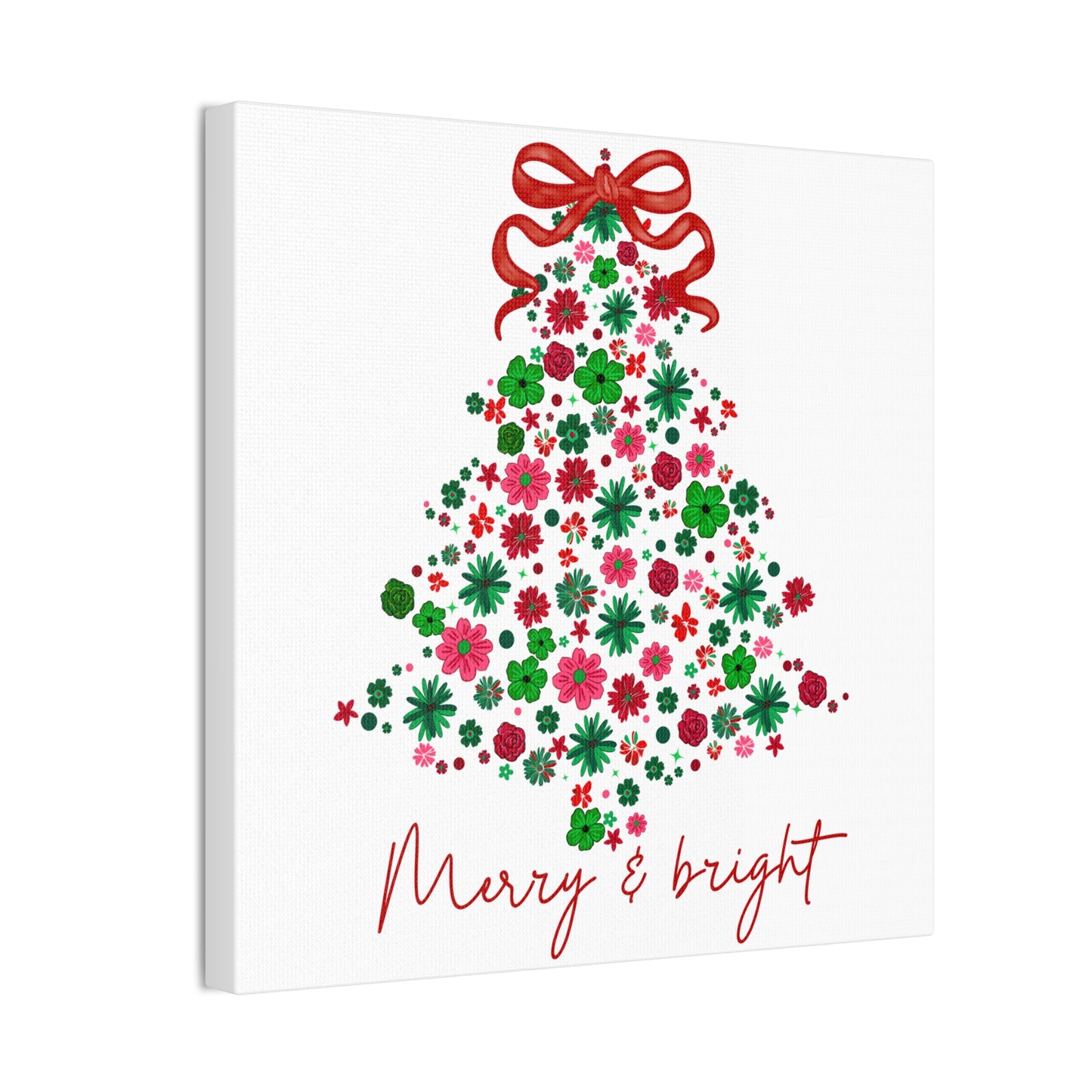 Festive Canvas Wall Art - Merry & Bright Christmas Tree