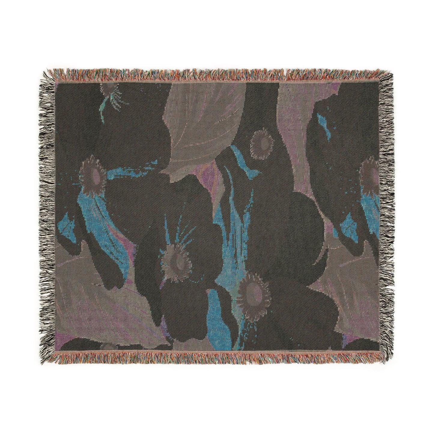 Floral Woven Blanket — Vintage Pink & Green Botanical Throw