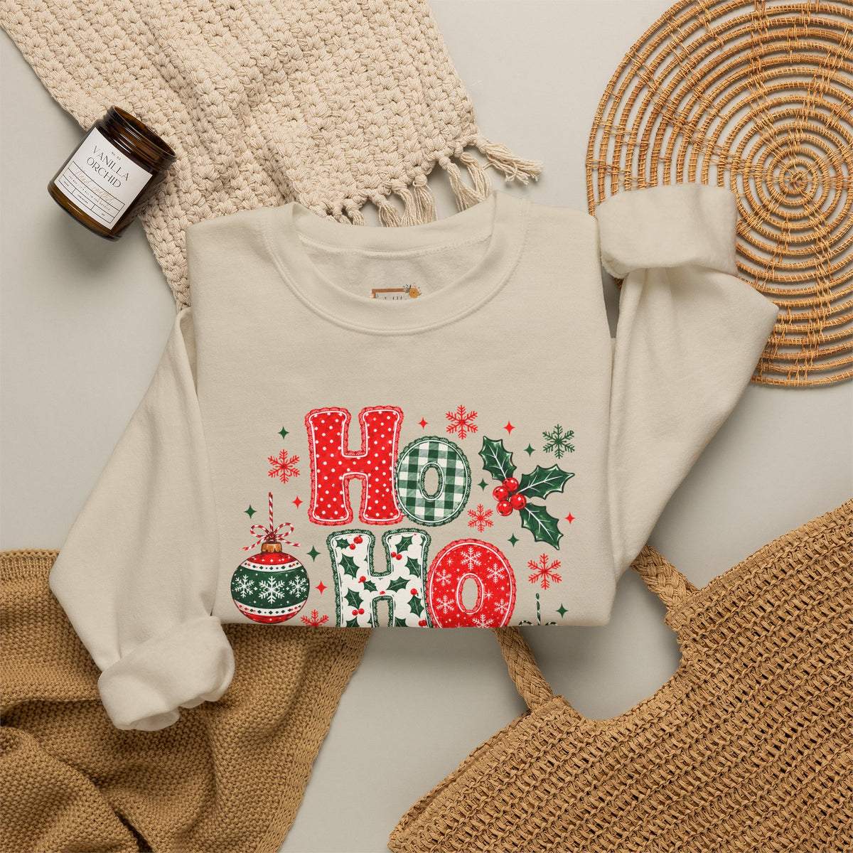 Ho Ho Ho Christmas Sweatshirt, Retro Christmas Crewneck, Gildan Holiday Sweatshirt, Festive Christmas Sweater, Christmas Gift