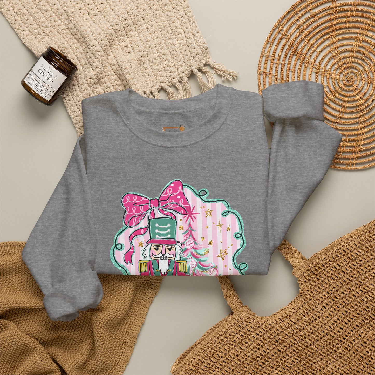 Nutcracker Christmas Sweatshirt — Pink Bow Holiday Crewneck