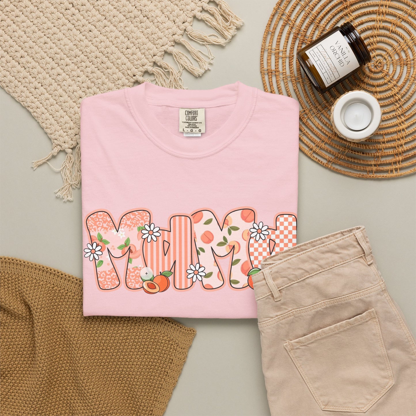Peach Floral Mama Graphic Tee • Spring Mama Shirt • Soft Girly Mom Shirt • Floral Boutique Style Outfit