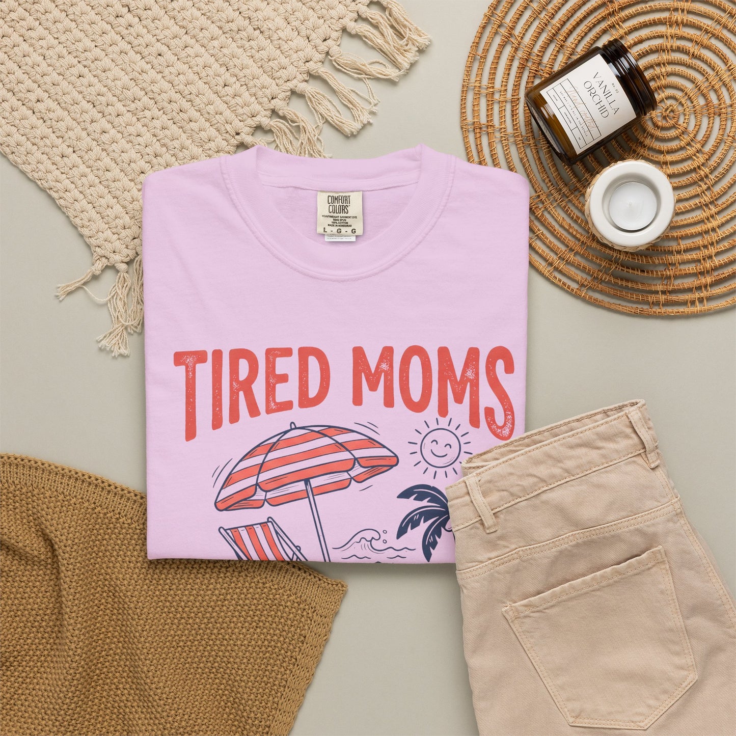 Tired Moms Summer Club Beach Graphic Tee • Summer Mom Shirt • Pool Day Mama Tee • Coastal Vacation Outfit