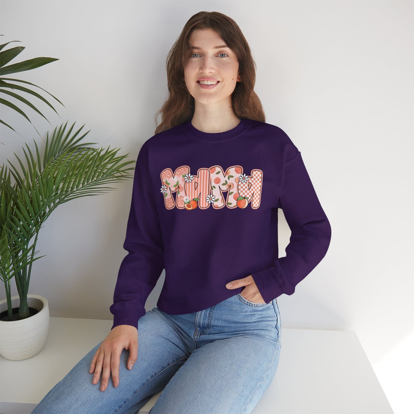 Peach Floral Mama Graphic Sweatshirt • Spring Mama Crewneck • Soft Girly Mom Pullover • Floral Boutique Style Outfit