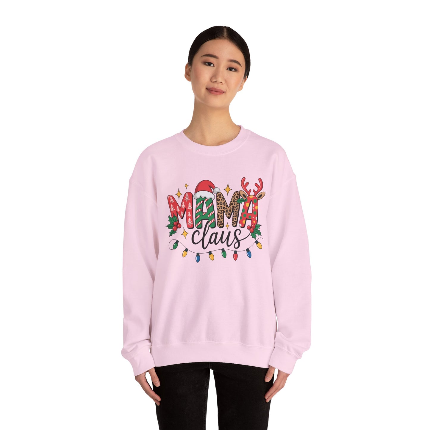 Festive Mama Claus Sweatshirt, Christmas Sweatshirt, Holiday Apparel, Gift for Mom, Cozy Crewneck