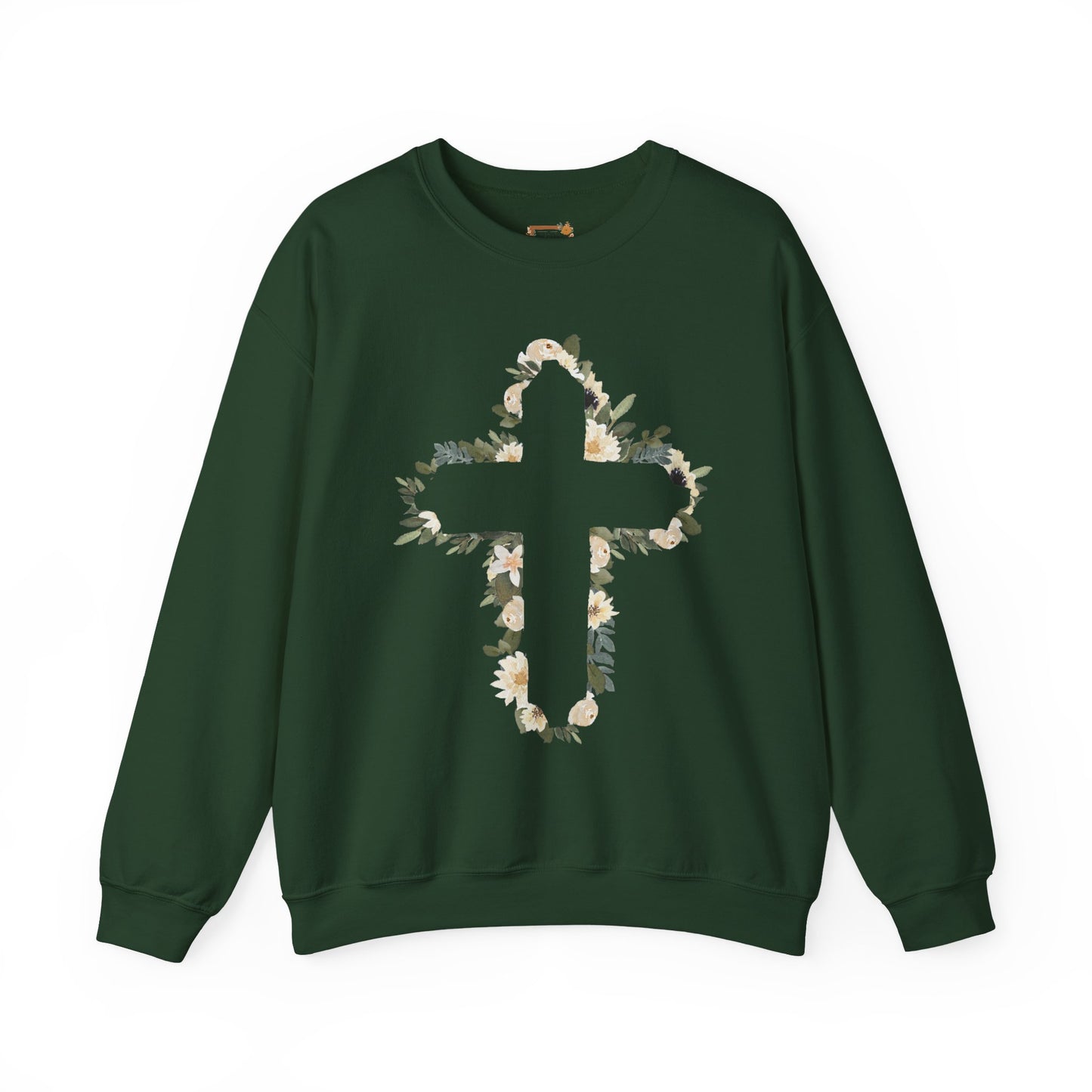 Floral Cross Crewneck Sweatshirt — Christian Faith Floral Pullover