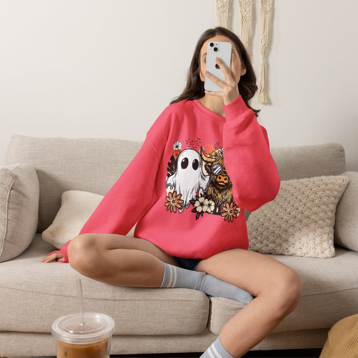 Highland Cow Ghost Shirt • Cute Halloween Shirt • Spooky Season Tee • Boho Halloween Shirt • Ghost Cow Graphic Tee • Fall Western Sweatshirt • Comfort Colors Tee