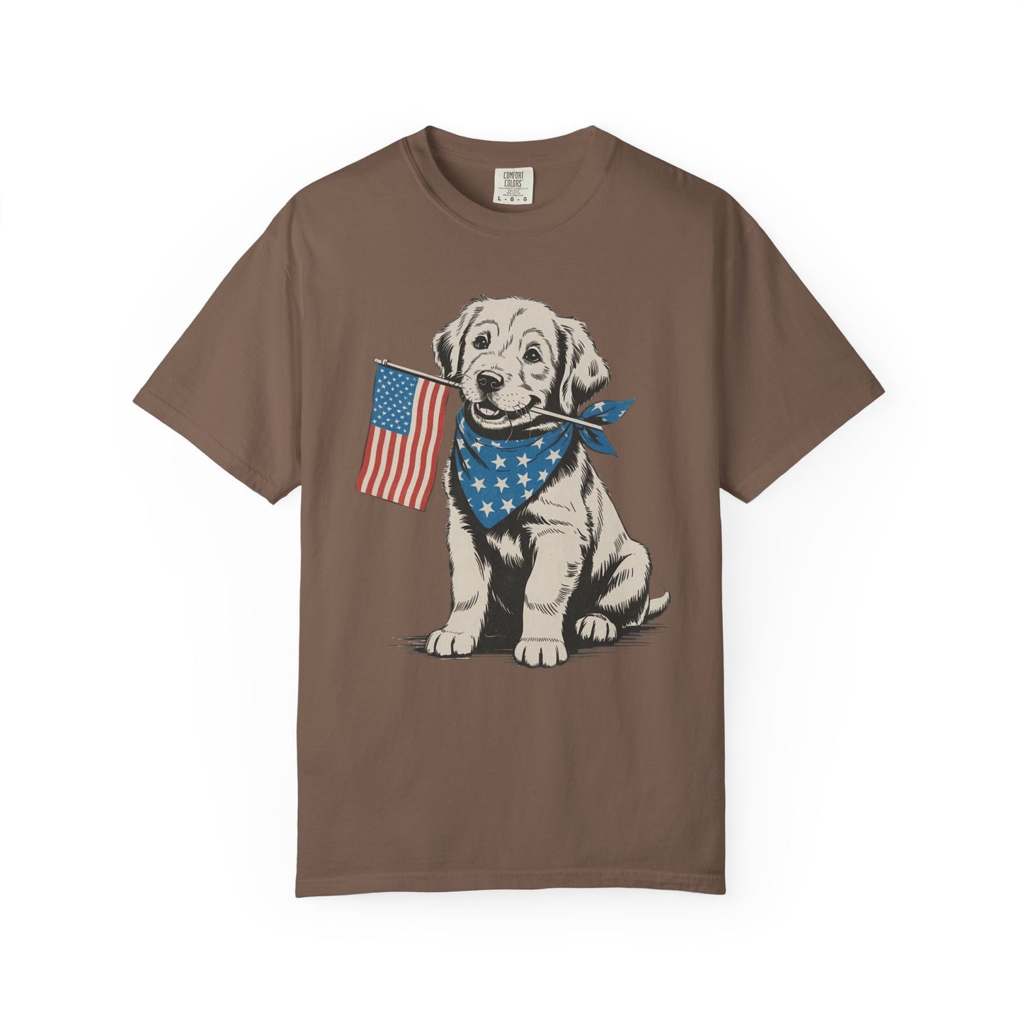 4th of July Patriotic Dog Puppy Tee • Americana Dog Lover Graphic • Red White Blue Flag Shirt