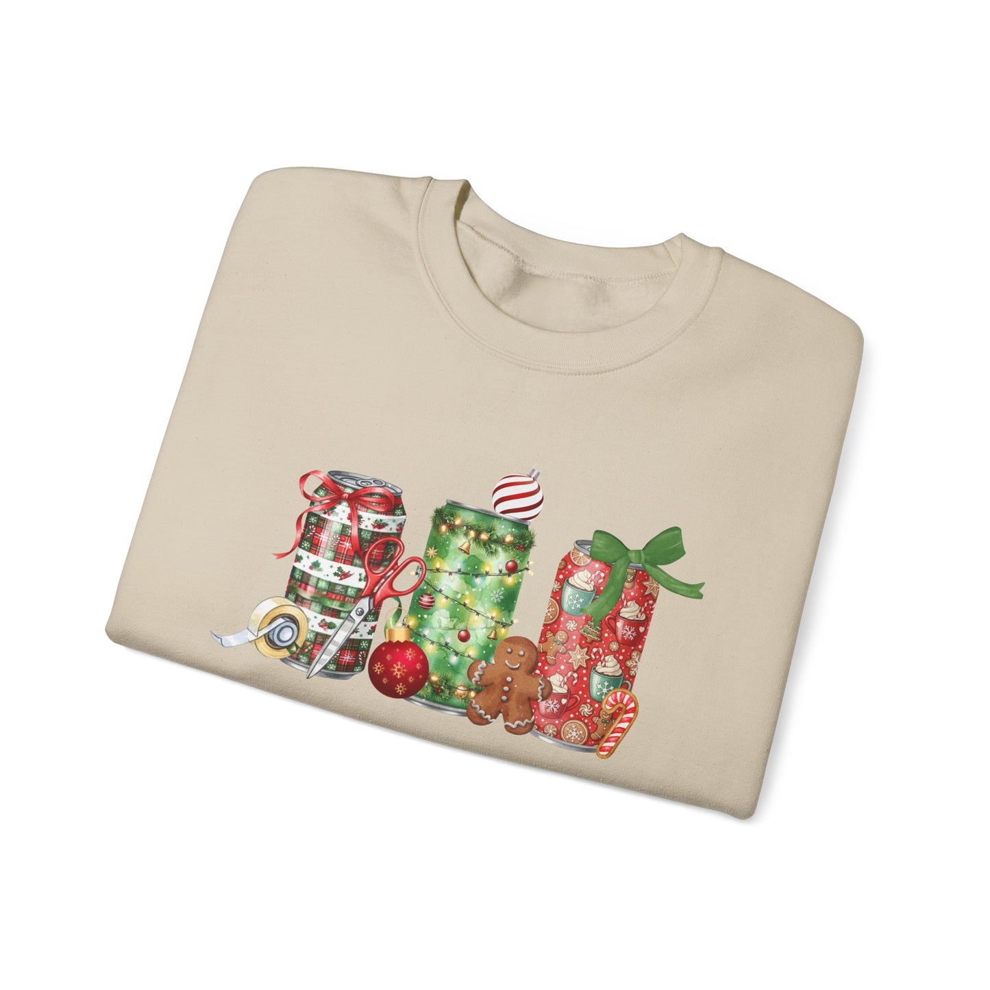Christmas Soda Crewneck Sweatshirt | Festive Holiday Energy Drink Design | Heavy Blend Cozy Red,Green, Navy, Black, Pink Christmas Sweater for Winter Parties & Gifts