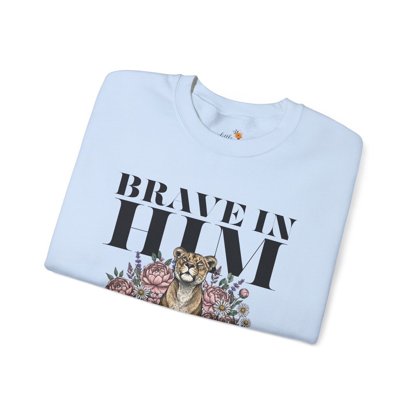 "brave in him" Crewneck Sweatshirt — Inspirational Men's Graphic Sweatshirt