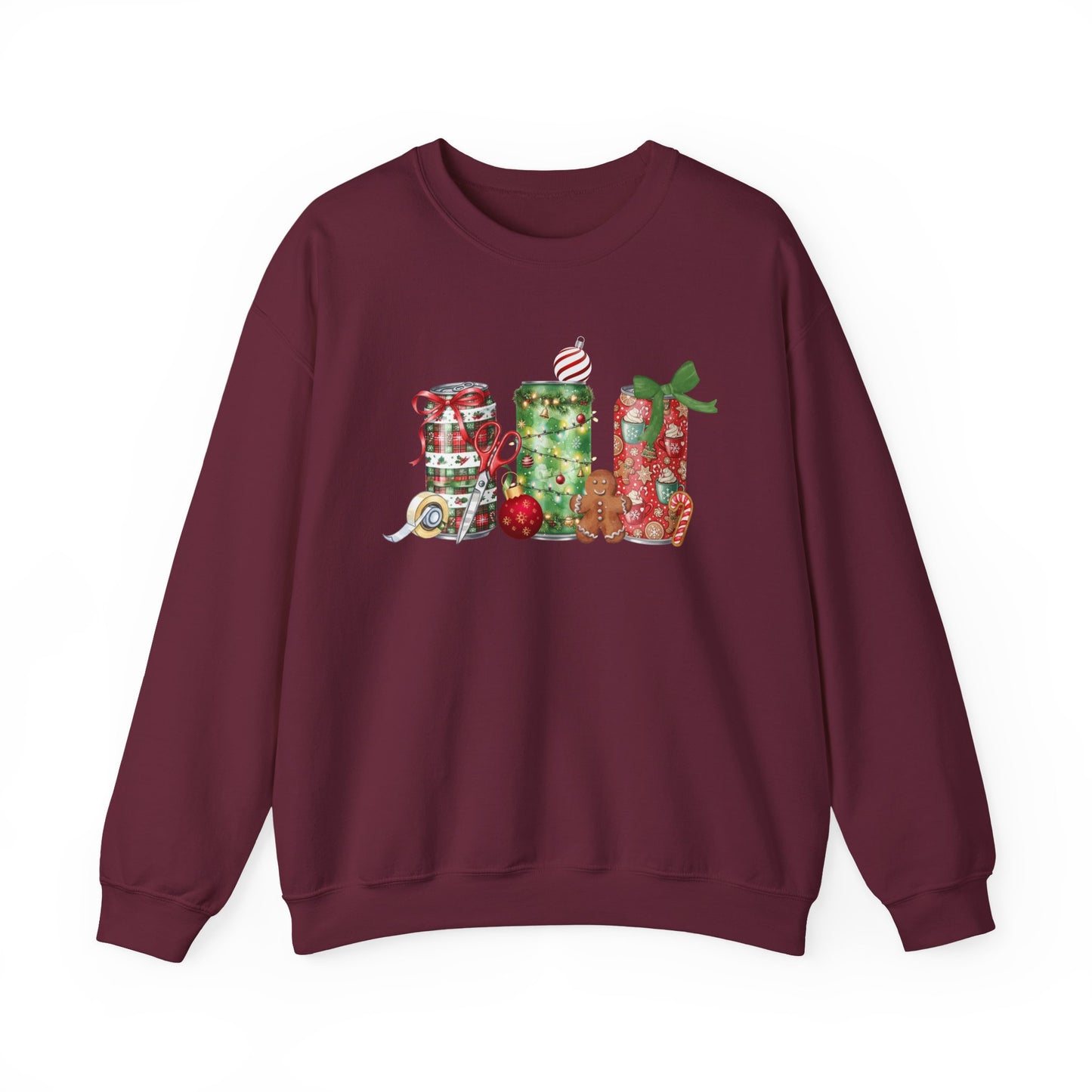 Christmas Soda Crewneck Sweatshirt | Festive Holiday Energy Drink Design | Heavy Blend Cozy Red,Green, Navy, Black, Pink Christmas Sweater for Winter Parties & Gifts