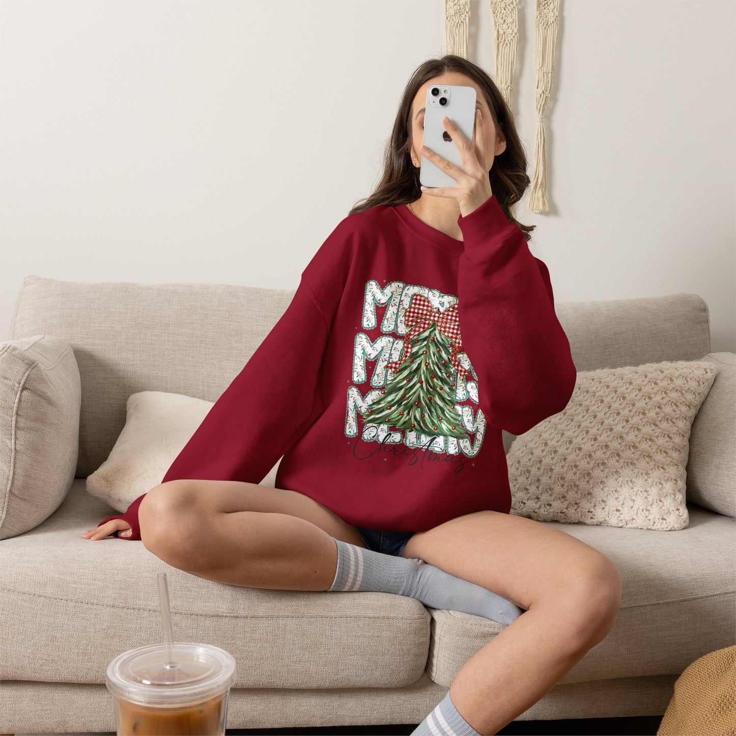 Christmas Tree Crewneck Sweatshirt — Merry Merry Holiday Graphic