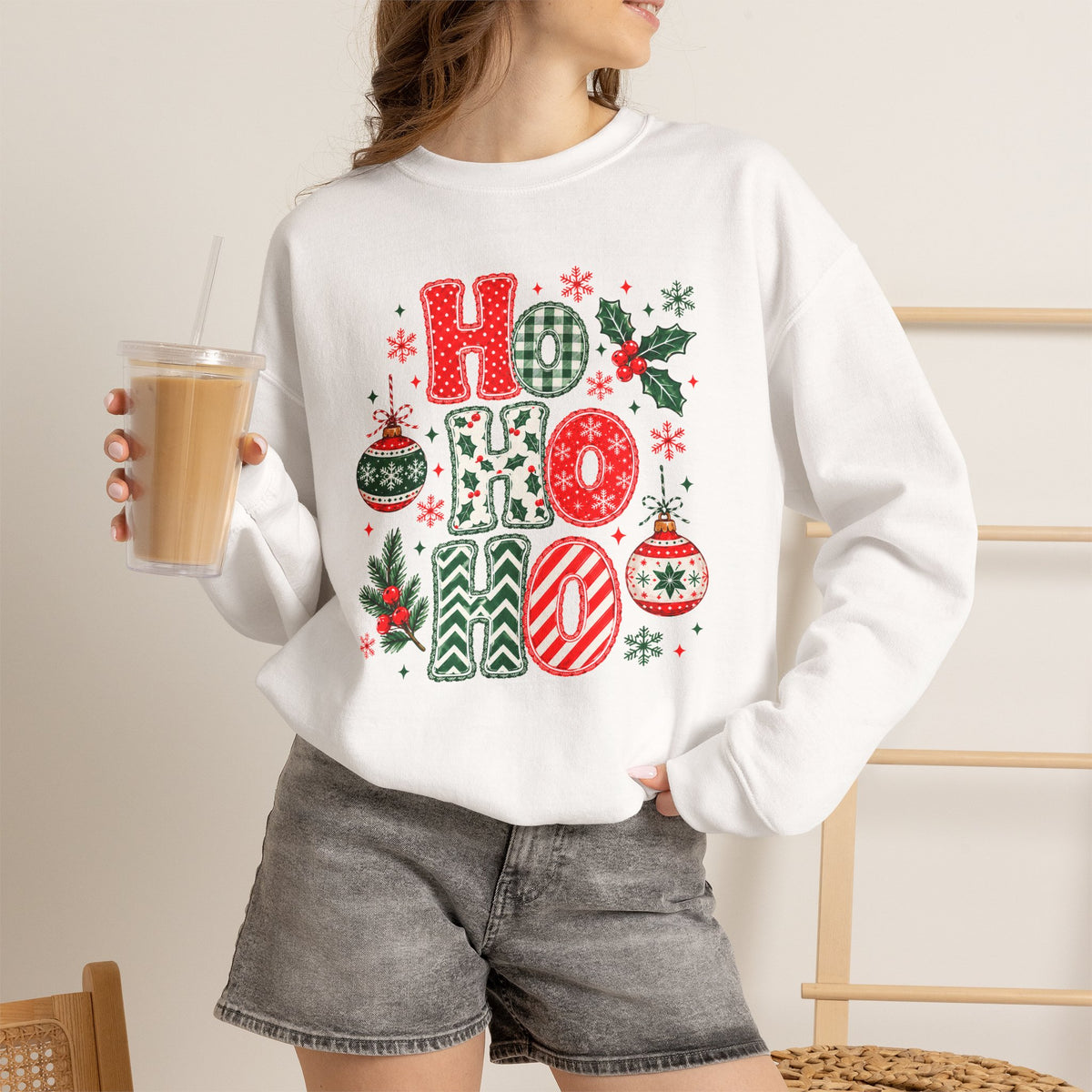 Ho Ho Ho Christmas Sweatshirt, Retro Christmas Crewneck, Gildan Holiday Sweatshirt, Festive Christmas Sweater, Christmas Gift