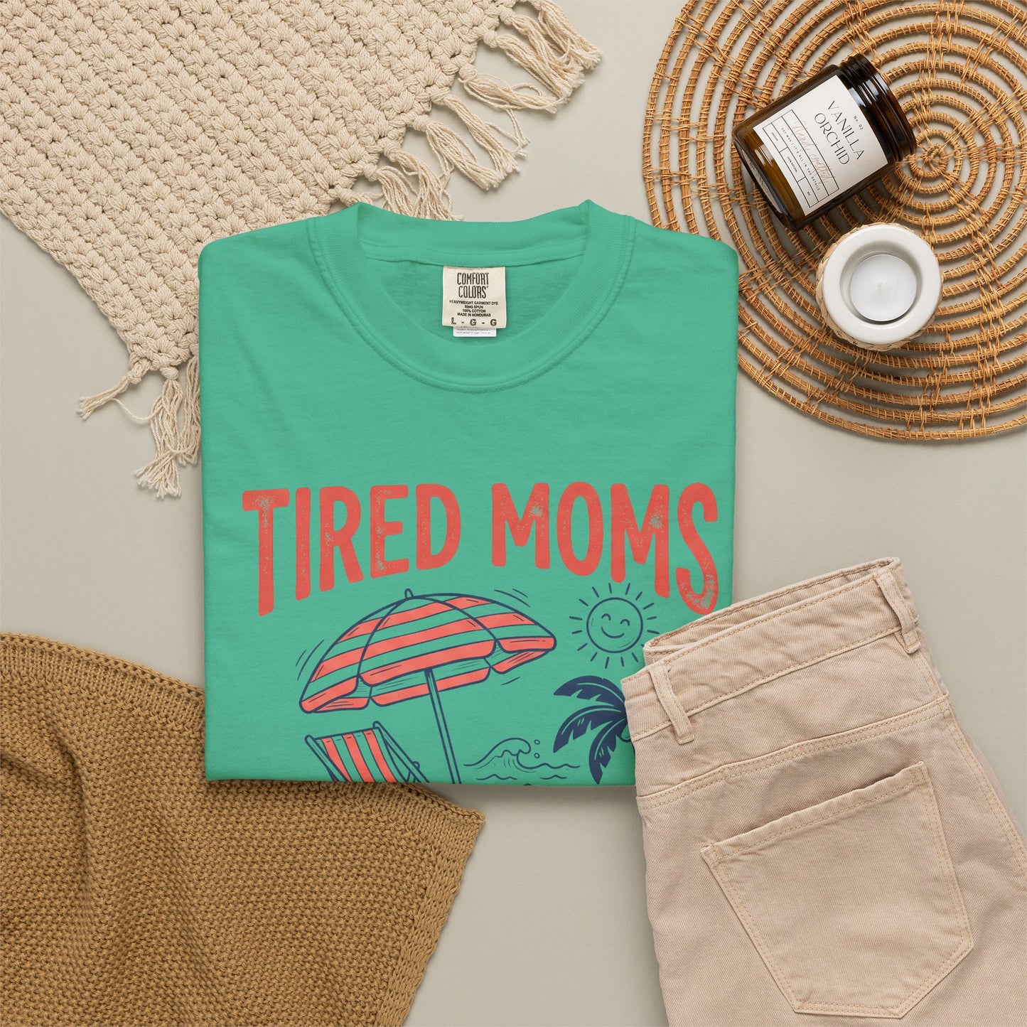 Tired Moms Summer Club Beach Graphic Tee • Summer Mom Shirt • Pool Day Mama Tee • Coastal Vacation Outfit