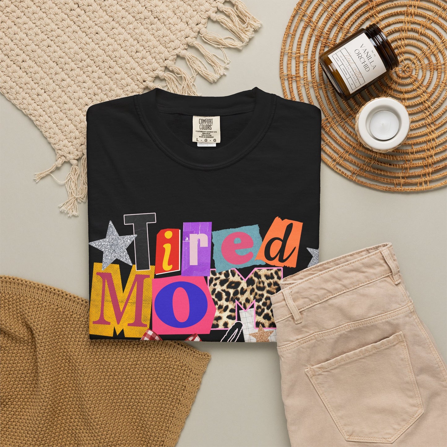 Tired Moms Club Shirt Women • Funny Mom Shirt • Trendy Patchwork Leopard Gingham Graphic Tee • Relatable Mom Outfit