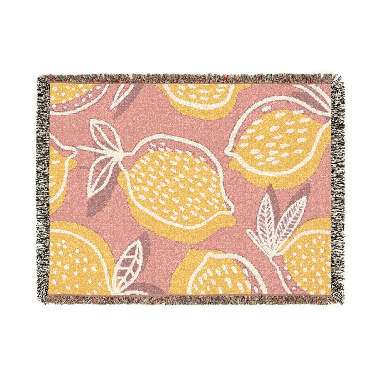 Pink & Yellow Lemon Woven Blanket